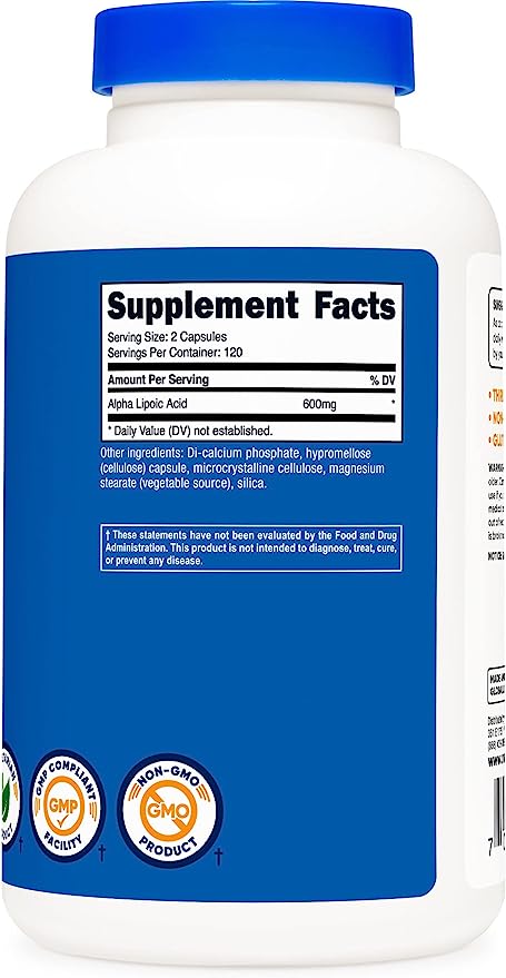 Nutricost Alpha Lipoic Acid 600mg Per Serving, 240 Capsules - Gluten Free, Vegetarian Capsules, Soy Free & Non-GMO