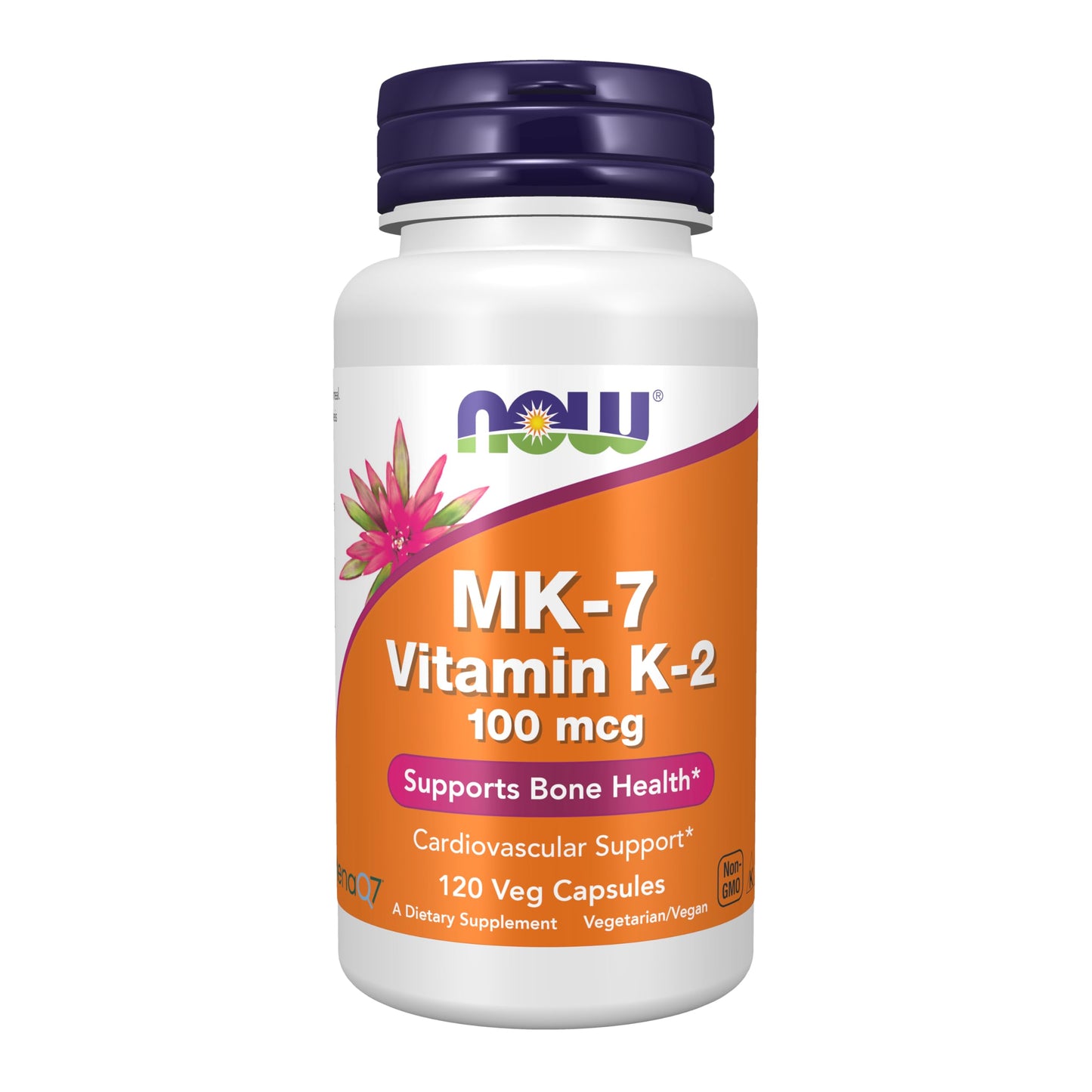 Pre-Order | Arrives in 5–10 Days – NOW Foods Supplements, MK-7 Vitamin K-2 100 mcg, Cardiovascular Support*, Supports Bone Health*, 120 Veg Capsules