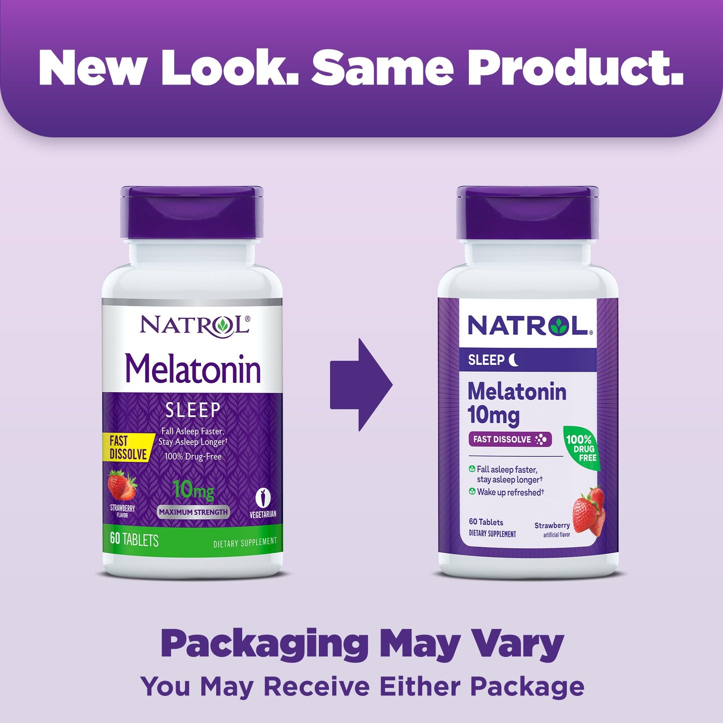 Natrol Melatonin 10mg Strawberry Fast Dissolve Tablets Nighttime Sleep Aid, 100+60 Count