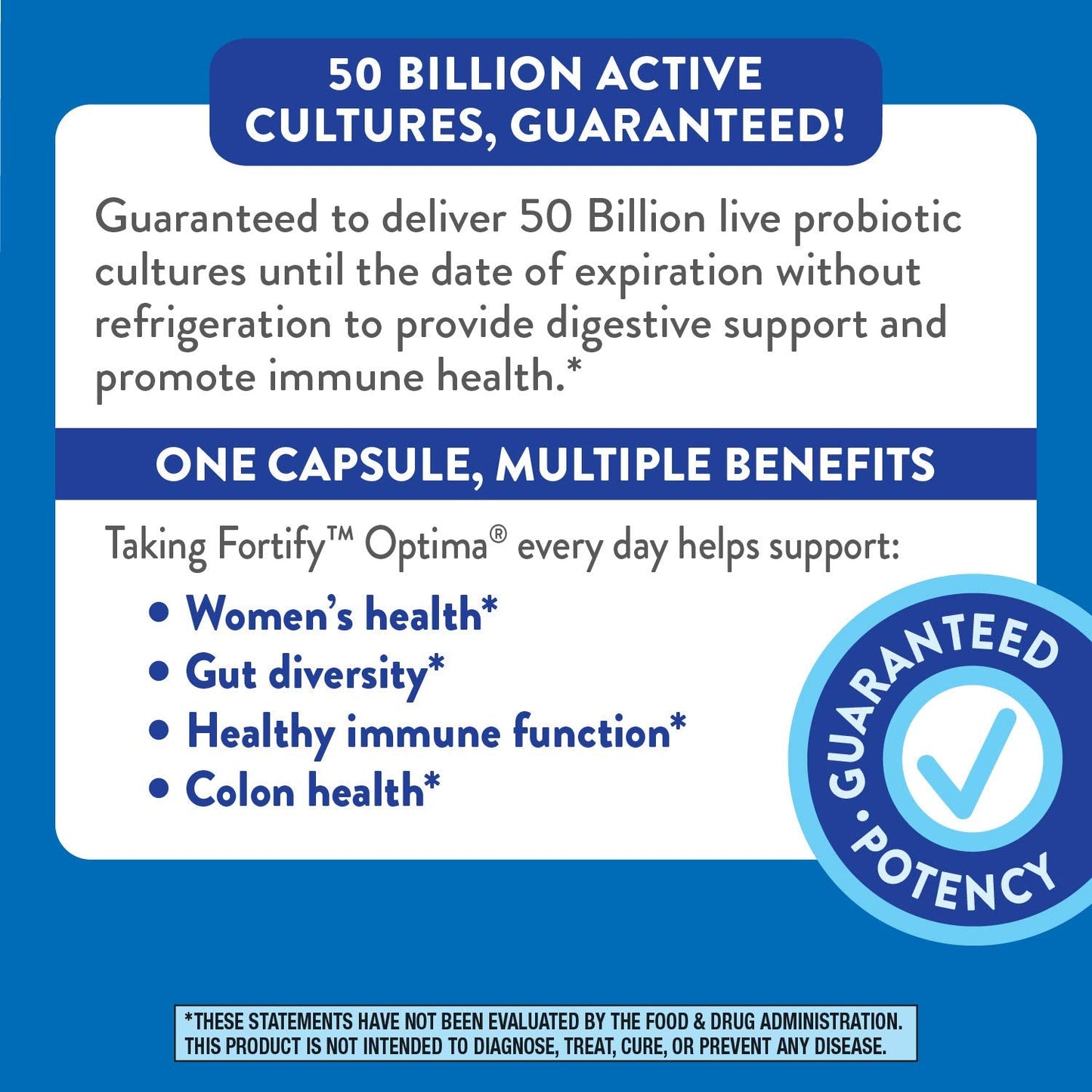 Nature's Way Fortify Optima Probiotic for Women, 50 Billion Live Cultures, 7 Strains, Supports Digestive and Immune Health*, 30 Capsules (Packaging May Vary)