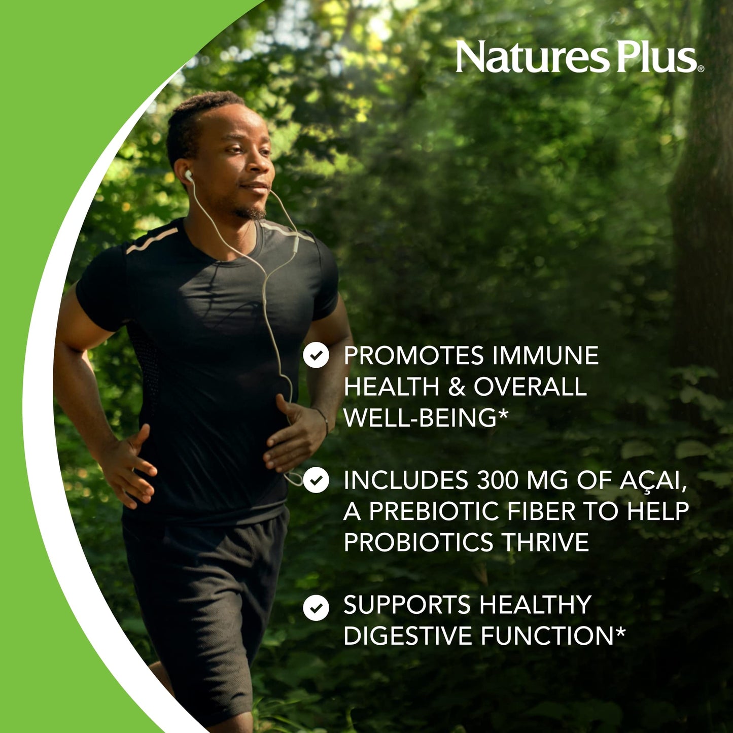 Natures Plus Ultra Probiotics - Maximum Strength Digestive Supplement - Total Body & Gut Health - Intestinal & Colonic Probiotics & Prebiotic Acai - 30 Vegetarian Capsules (30 Servings)