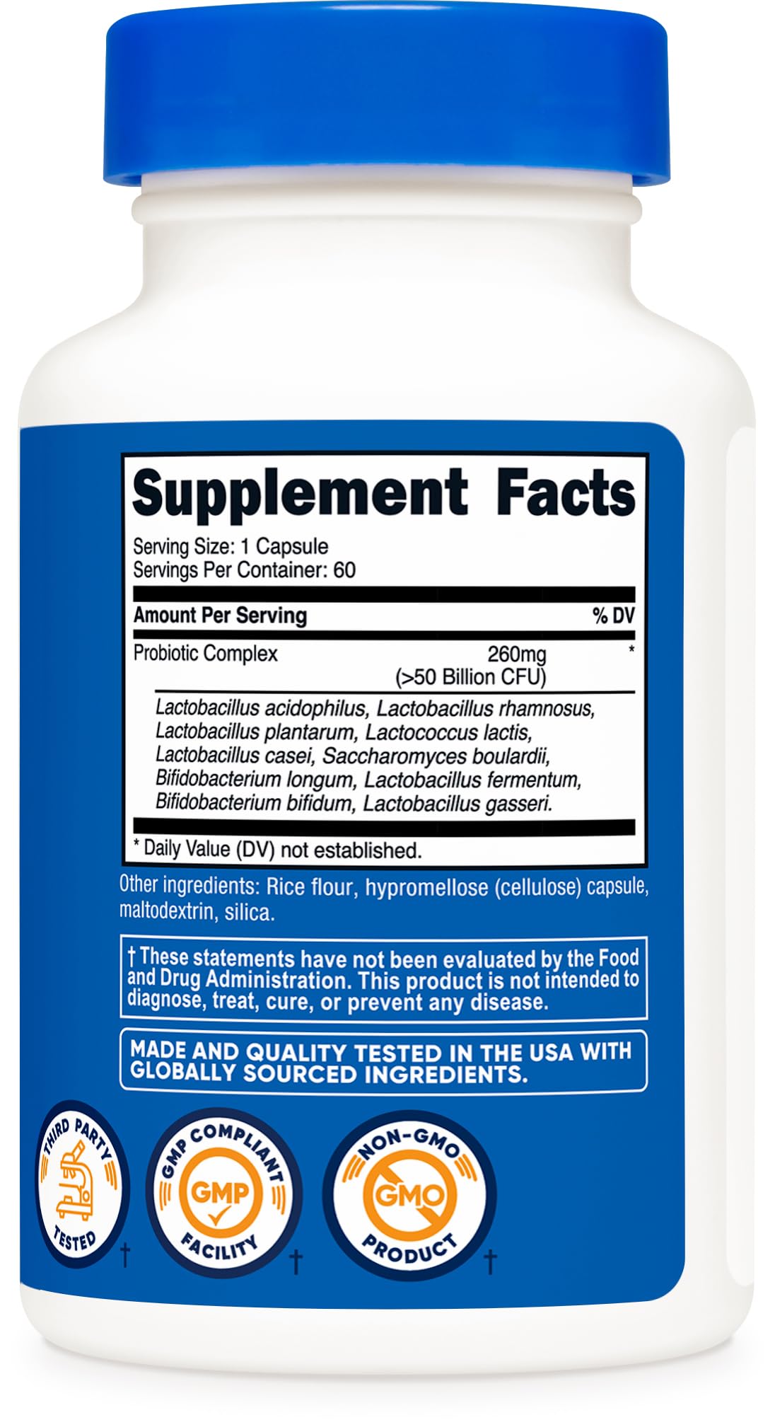 Nutricost Probiotic Complex - 50 Billion CFU, 60 Capsules - Probiotic for Men and Women - Vegetarian Capsules, Non-GMO, Gluten Free