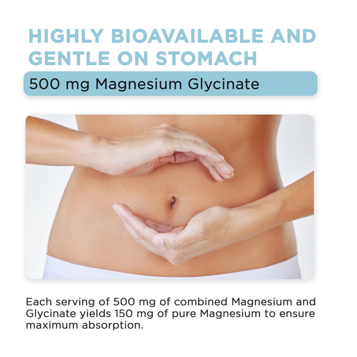 Vital Vitamins Magnesium Glycinate 500mg - High Absorption Formula - Promotes Relaxation, Calmness, & Restful Sleep - Pure Magnesium Supplement for Men & Women - 180 Capsules, Vegan, Non-GMO