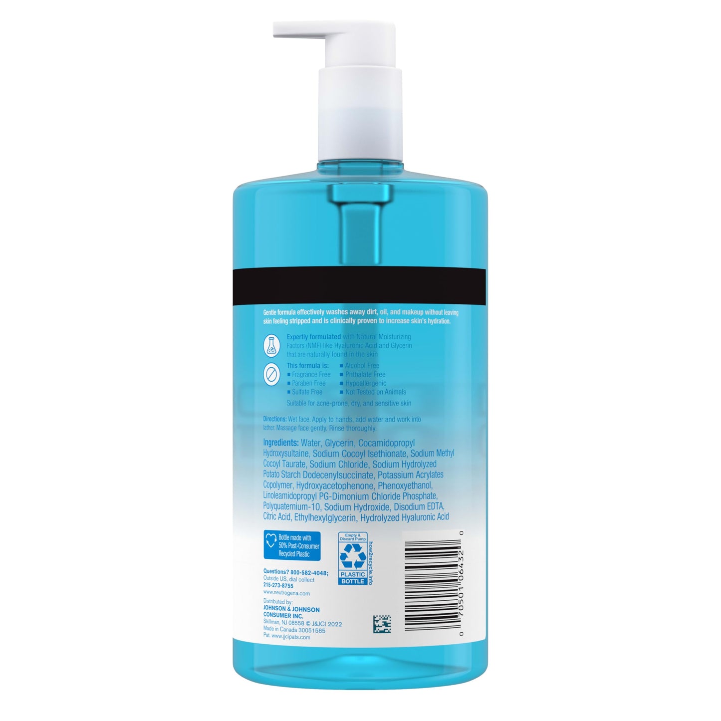 Neutrogena Hydro Boost Fragrance Free Face Wash, Hydrating Gel Facial Cleanser with Hyaluronic Acid, Daily Foaming Face Wash & Makeup Remover, 16 fl. oz