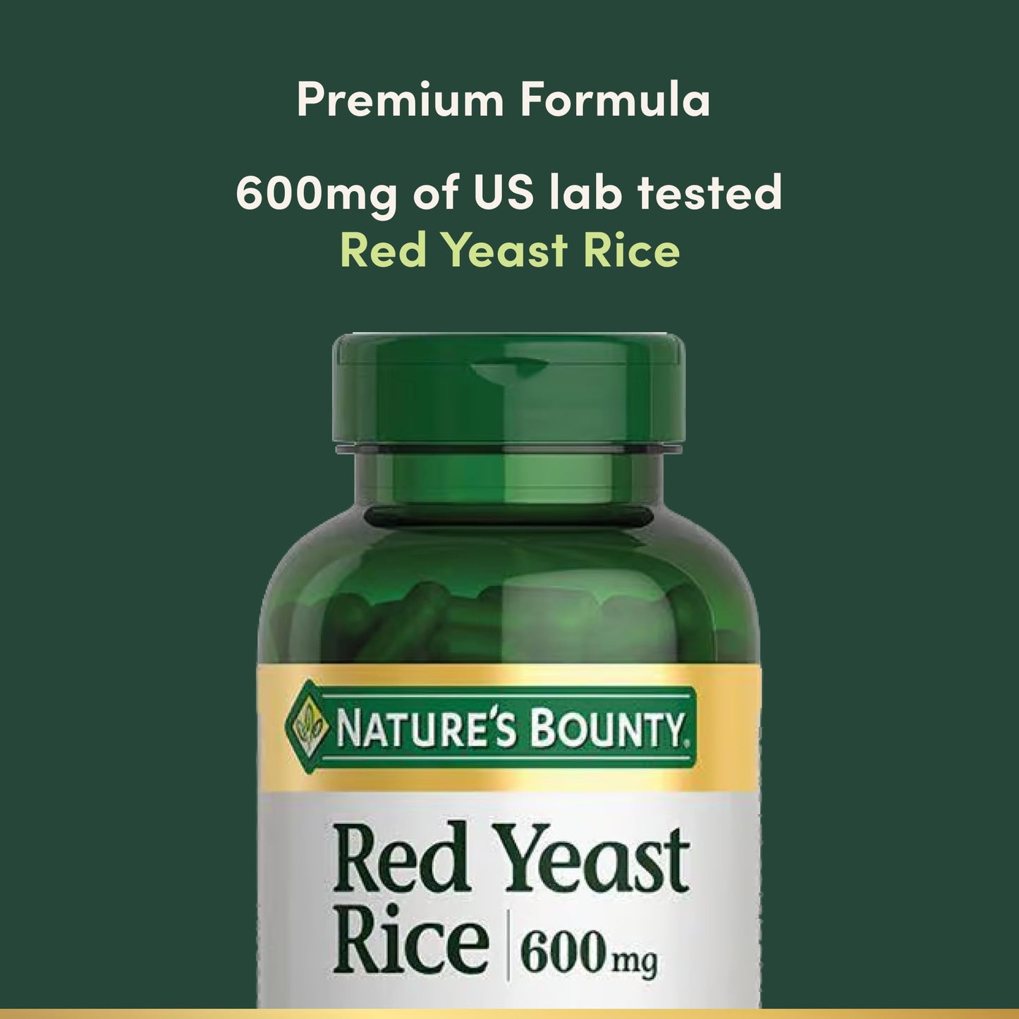 Nature's Bounty Red Yeast Rice, Herbal Supplement, 600mg, 250 Capsules