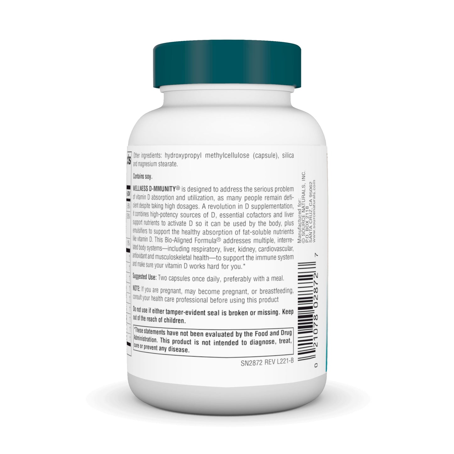 Pre-Order | Arrives in 5–10 Days – Source Naturals Wellness D-mmunity, Bio-Aligned Vitamin D Immune Formula, Supports Optimal Absorption and Utilization* - 60 Vegetarian Capsules
