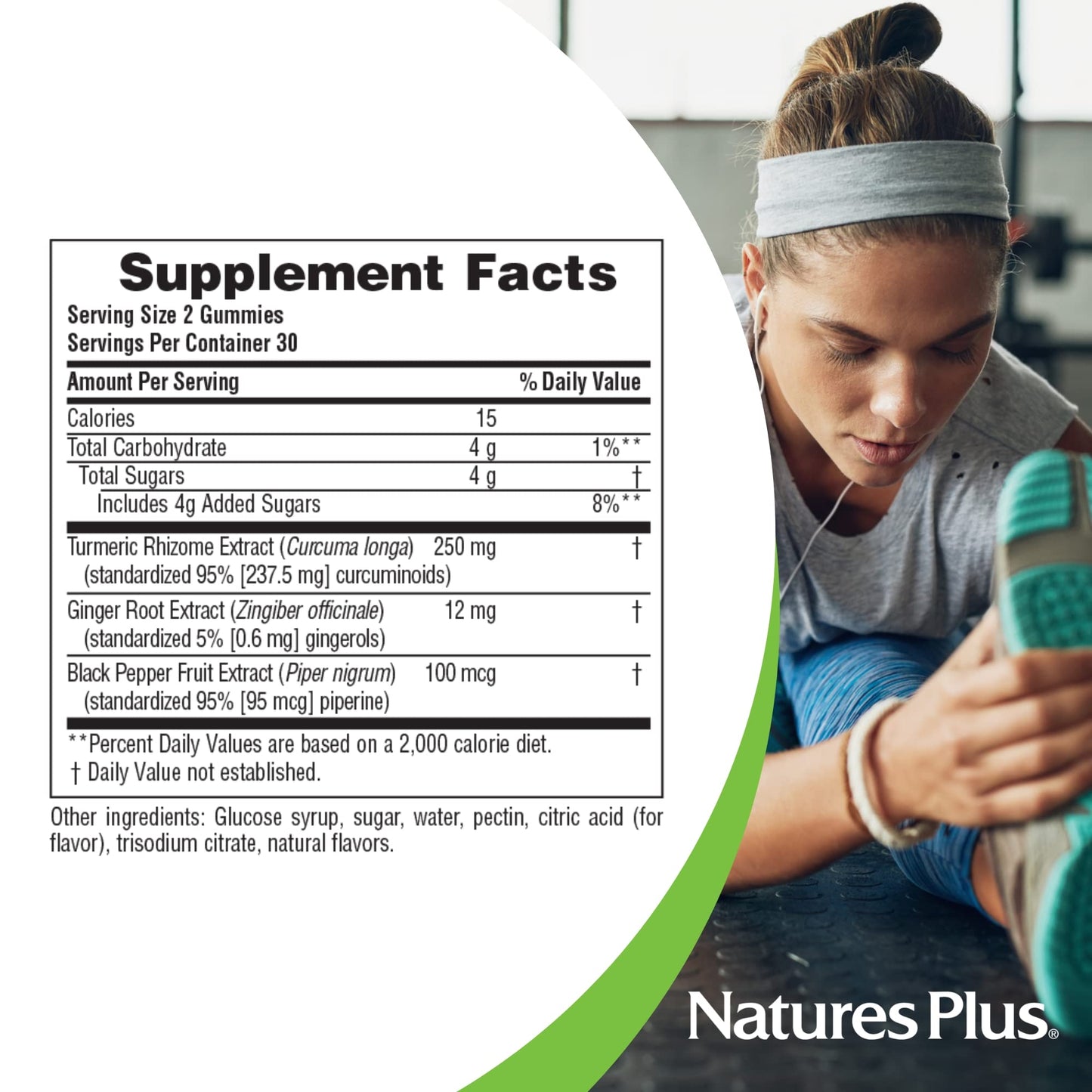 Natures Plus Gummies Turmeric Curcumin, Peach - 60 Gummies, Pack of 2 - Supports Joint, Digestive & Cardiovascular Health - Vegan, Gluten Free, Non-GMO - 60 Total Servings