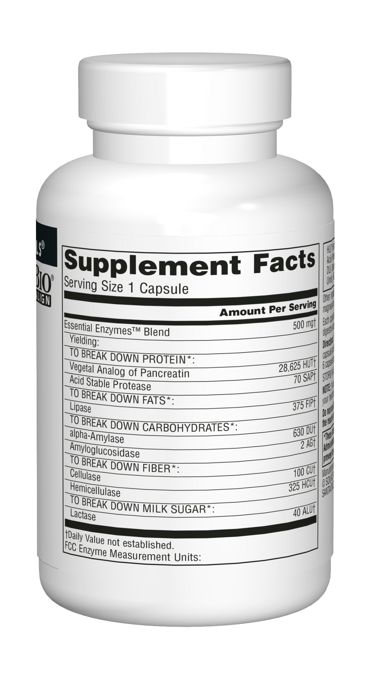 Pre-Order | Arrives in 5–10 Days – Source Naturals Essential Enzymes 500mg Bio-Aligned Multiple Supplement Herbal Defense for Digestion, Gas & Constipation Relief - Strong Immune System Support* - 120 Capsules