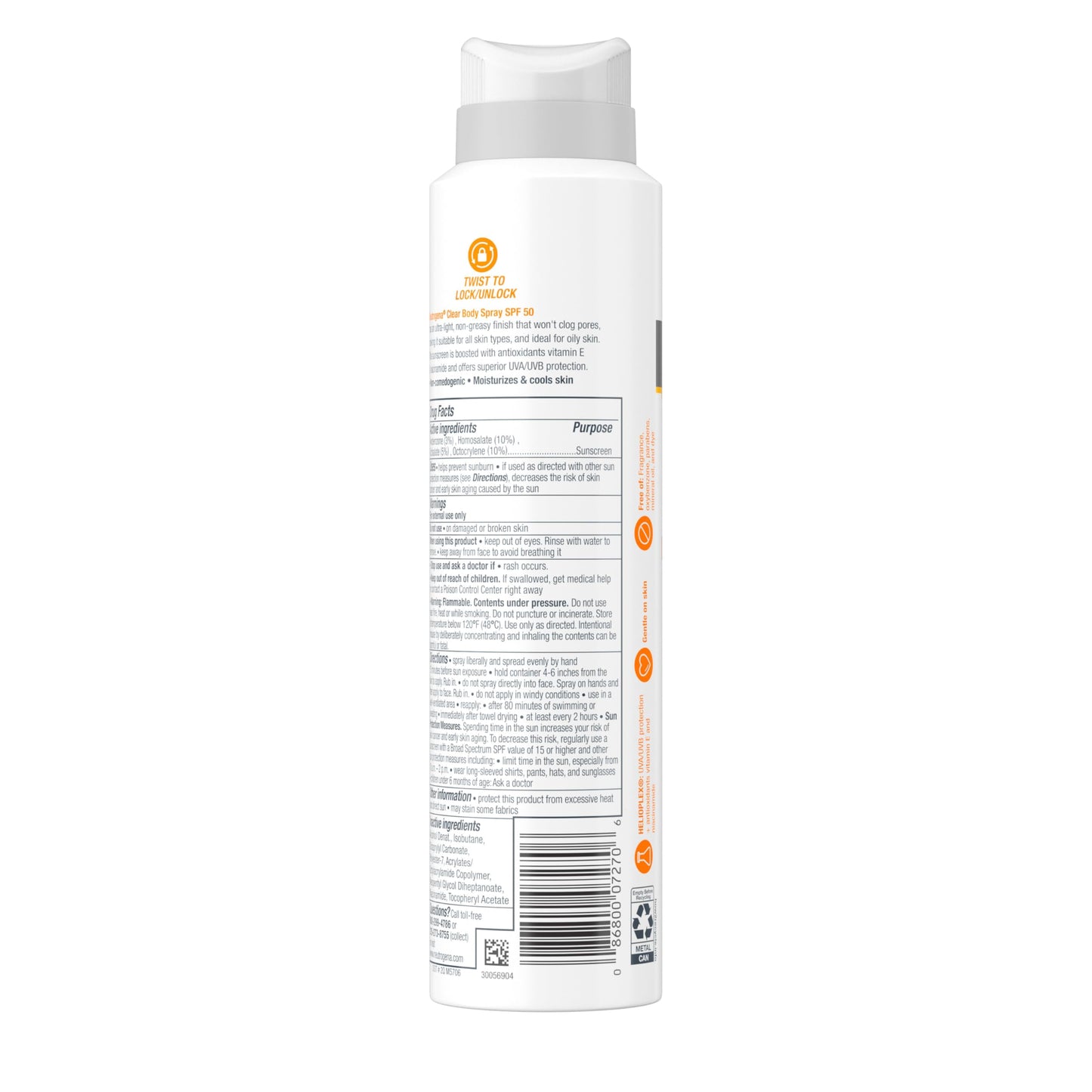 Neutrogena Clear Body SPF 50 Sunscreen Spray, Non-Greasy, Broad Spectrum Full Body Sunscreen Ideal for Oily Skin Moisturizes & Cools, Non-Comedogenic Spray Sunscreen, Oxybenzone-Free, 5 oz