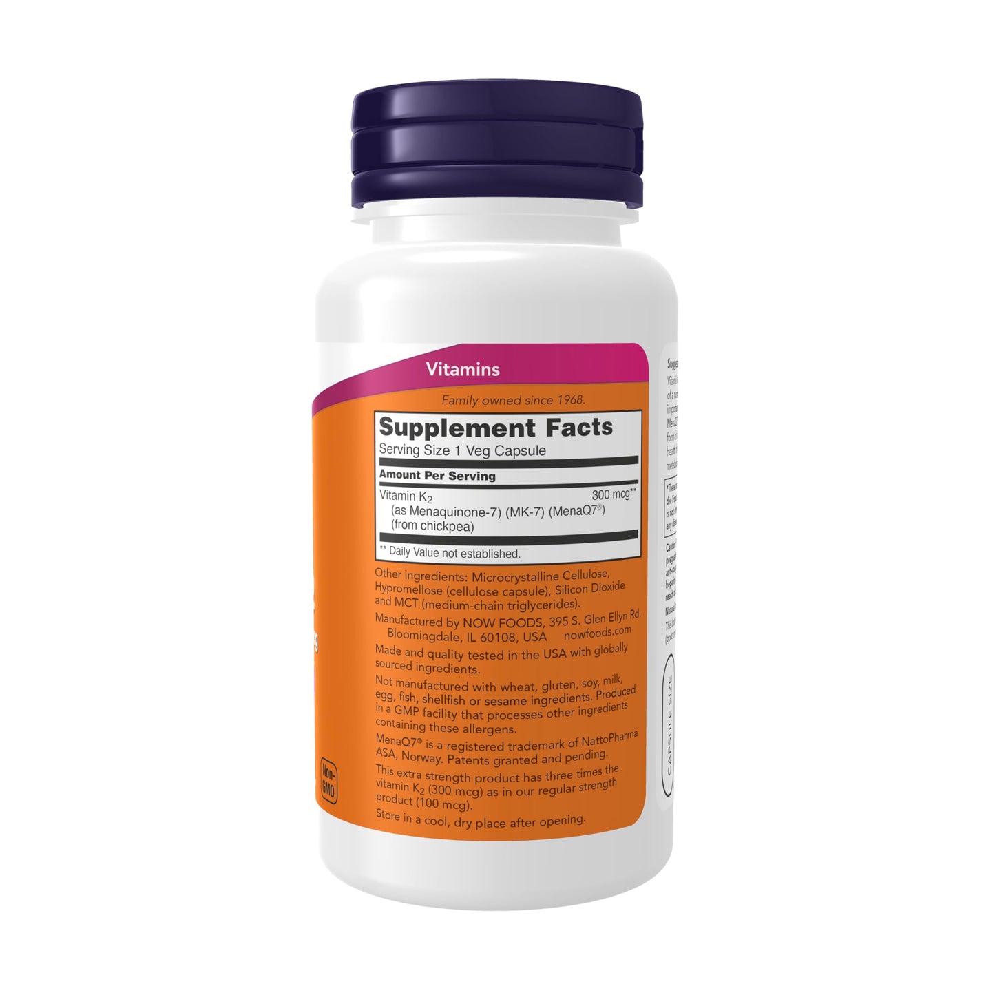 Pre-Order | Arrives in 5–10 Days – NOW Foods Supplements, MK-7 Vitamin K-2 300 mcg, Cardiovascular Support*, Supports Bone Health*, 120 Veg Capsules