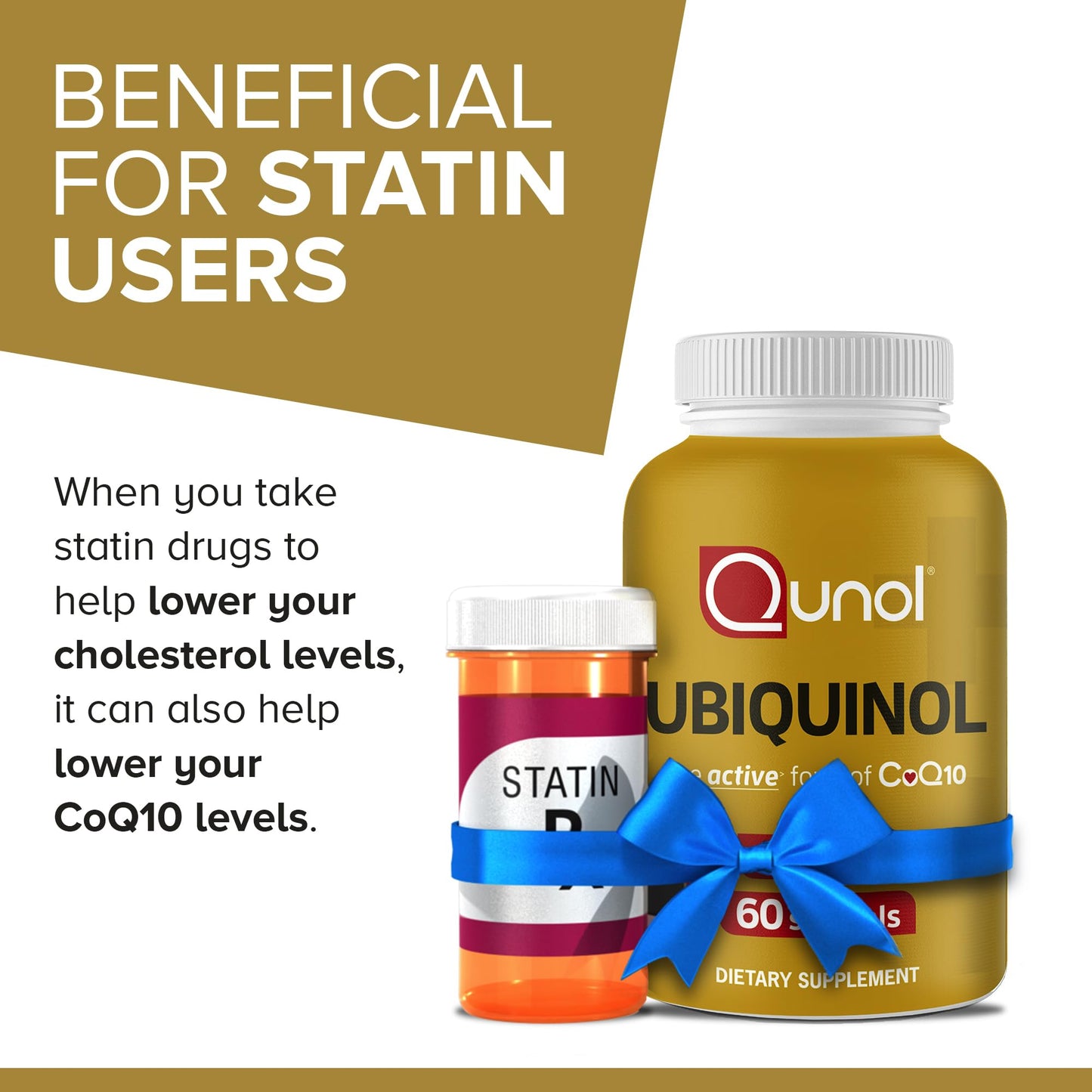 Qunol Ubiquinol CoQ10 100mg Softgels, Ubiquinol - Active Form of Coenzyme Q10, Antioxidant for Heart Health, Healthy Blood Pressure Levels, Beneficial to Statin Users, 60 Count
