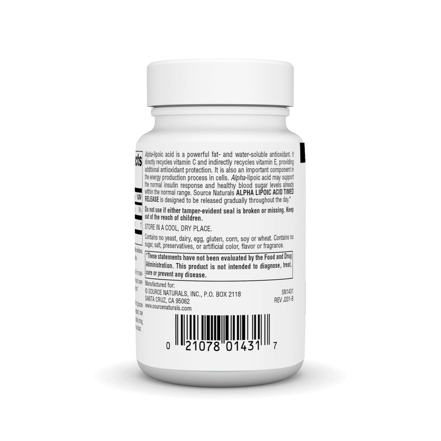 Pre-Order | Arrives in 5–10 Days – Source Naturals Alpha Lipoic Acid - Supports Healthy Sugar Metabolism, Liver Function & Energy Generation*, 300mg - 30 Time Release Tablets