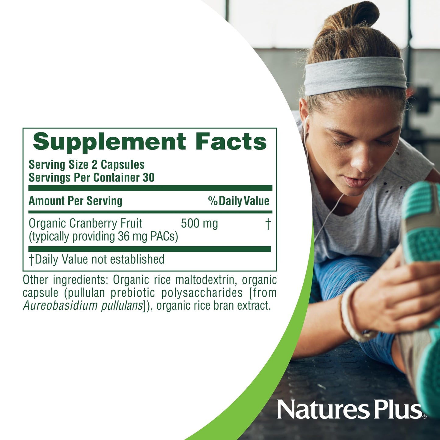 NaturesPlus Organic Cranberry 500 mg - 60 Capsules - Helps Promote Healthy Urinary Tract - USDA Certified Organic, Vegan, Gluten Free, Non-GMO - 30 Servings