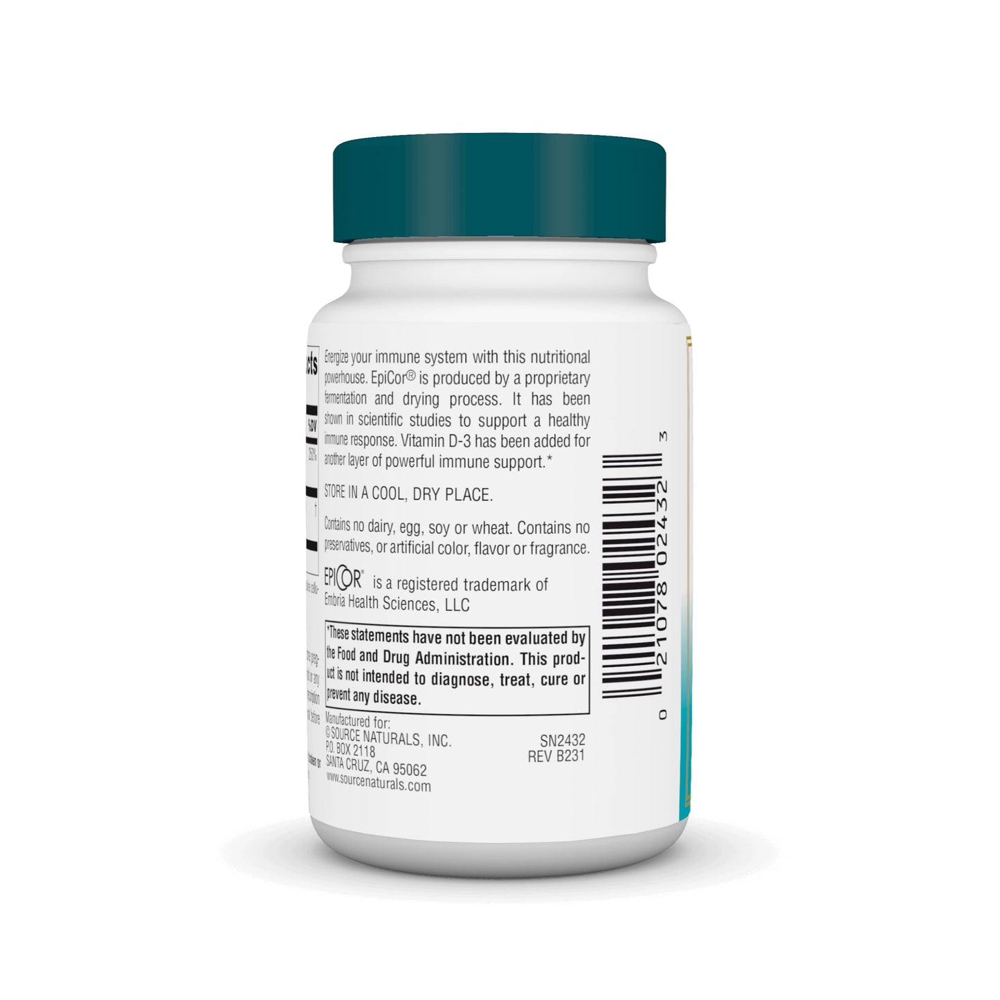 Source Naturals Wellness EpiCor with Vitamin D-3 for Heightened Immune Defense* - 30 Capsules