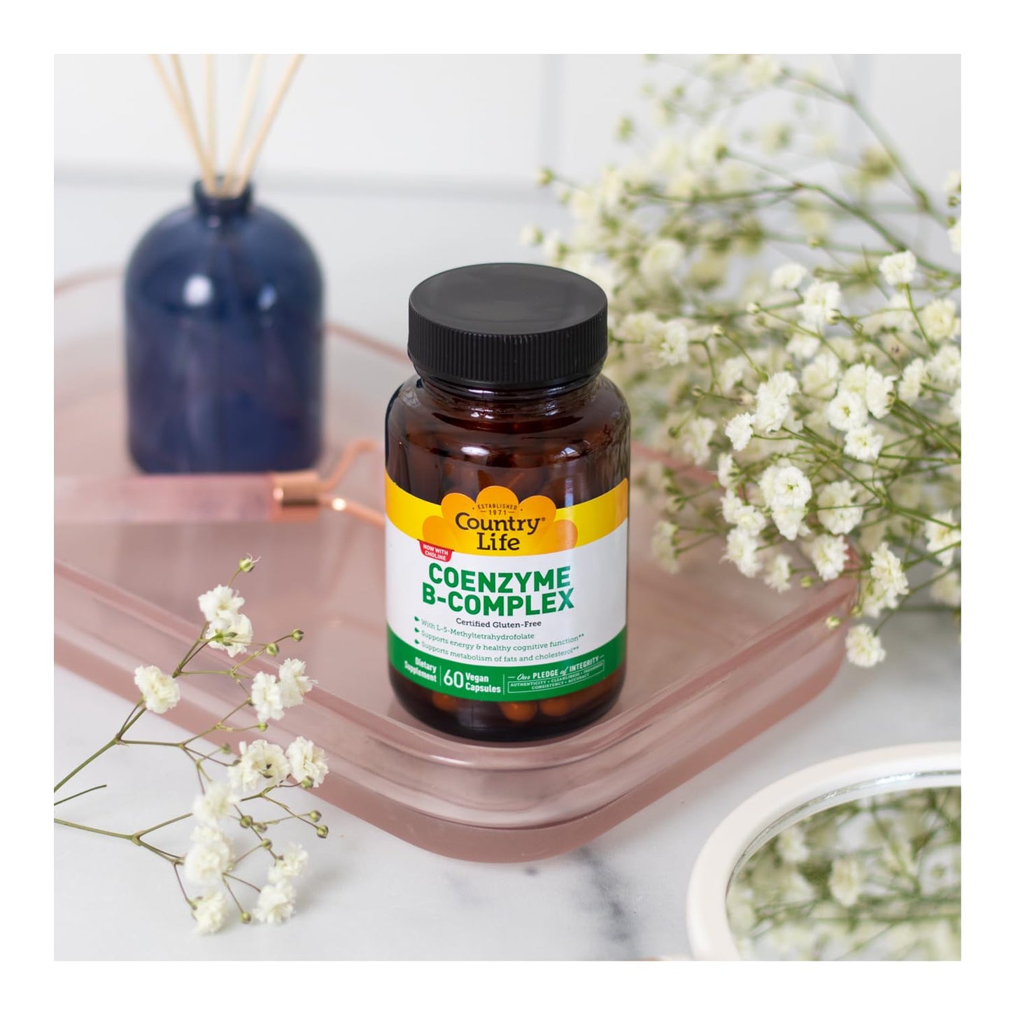 Pre-Order | Arrives in 5–10 Days – Country Life Coenzyme B-Complex, 60 Capsules – Supports Energy & Metabolism, Mood & Cognitive Function – Vegan, Gluten-Free, Bioavailable B Vitamins with Choline