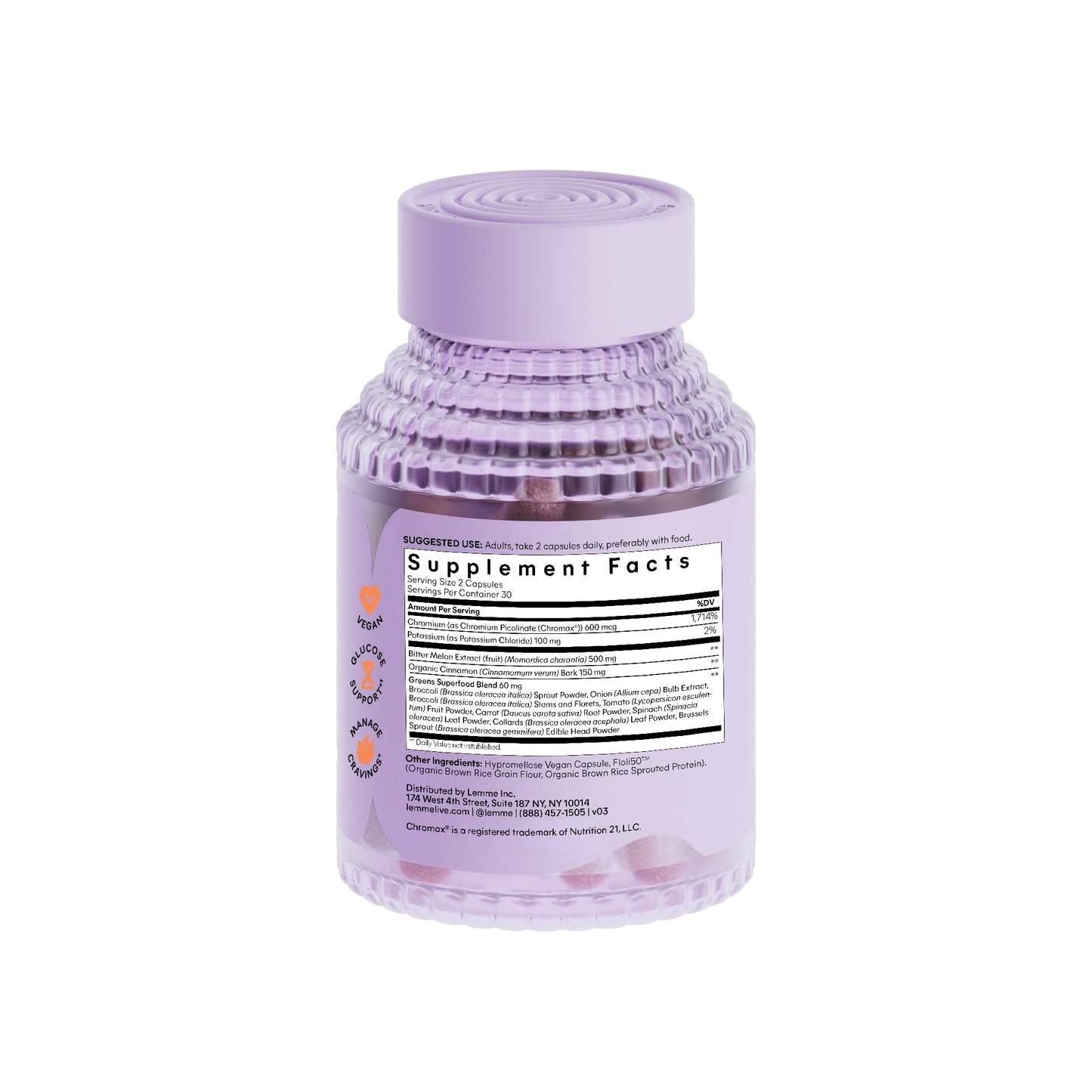 Lemme Curb Cravings, Improve Carb Metabolism, Support Weight Management w/Clinically Studied Chromium Picolinate, Bitter Melon, Ceylon Cinnamon & Greens Blend I Drug-Free (30-Day Supply)