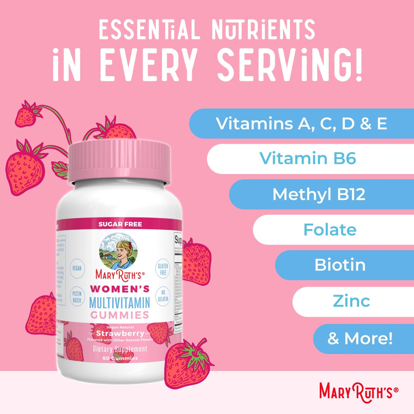 MaryRuth's Multivitamin Gummies for Women (Strawberry) & Iron Liquid (Berry) | Clean Label Project Verified® | Supplements for Beauty, Immunity & Overall Health | Sugar Free, Vegan, Non-GMO