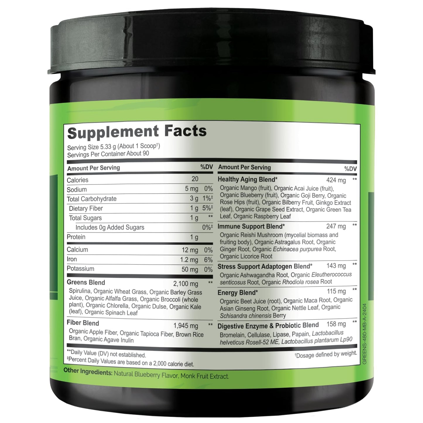 NATURELO Raw Greens Superfood Powder - Mixed Berry - Boost Energy, Detox, Enhance Health - Organic Spirulina - Wheat Grass - Whole Food Nutrition from Fruits & Vegetables - 480 Grams