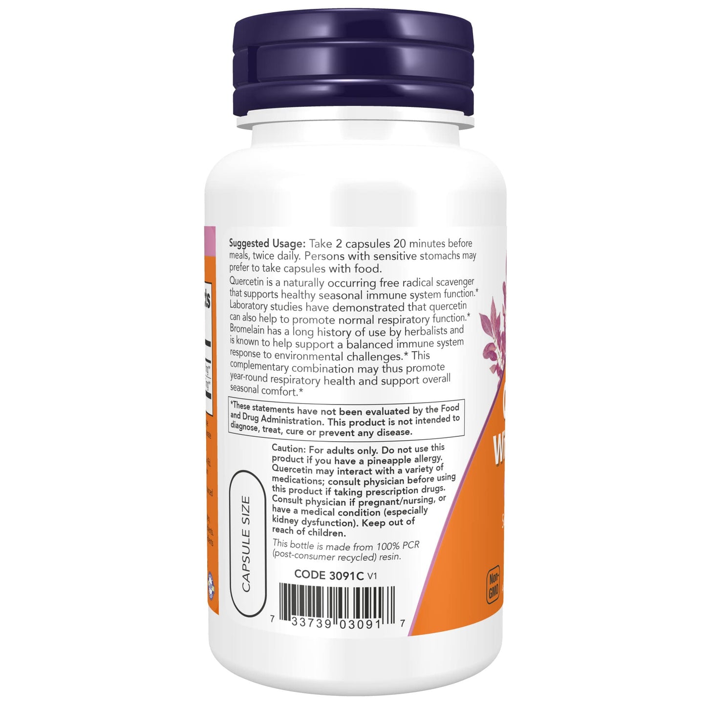 Pre-Order | Arrives in 5–10 Days – NOW Supplements, Quercetin with Bromelain, Balanced Immune System*, 60 Veg Capsules