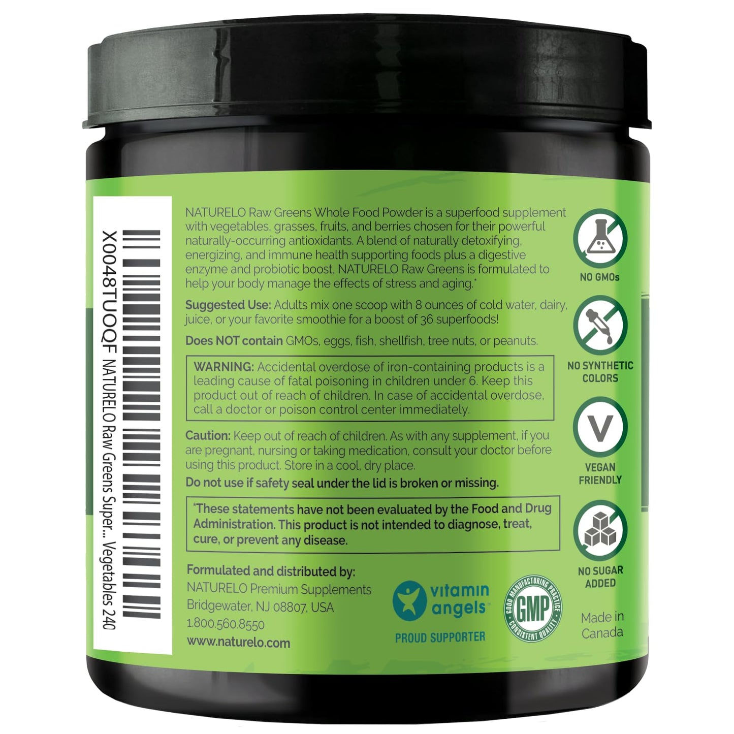 NATURELO Raw Greens Superfood Powder - Mixed Berry - Boost Energy, Detox, Enhance Health - Organic Spirulina - Wheat Grass - Whole Food Nutrition from Fruits & Vegetables - 240 Grams
