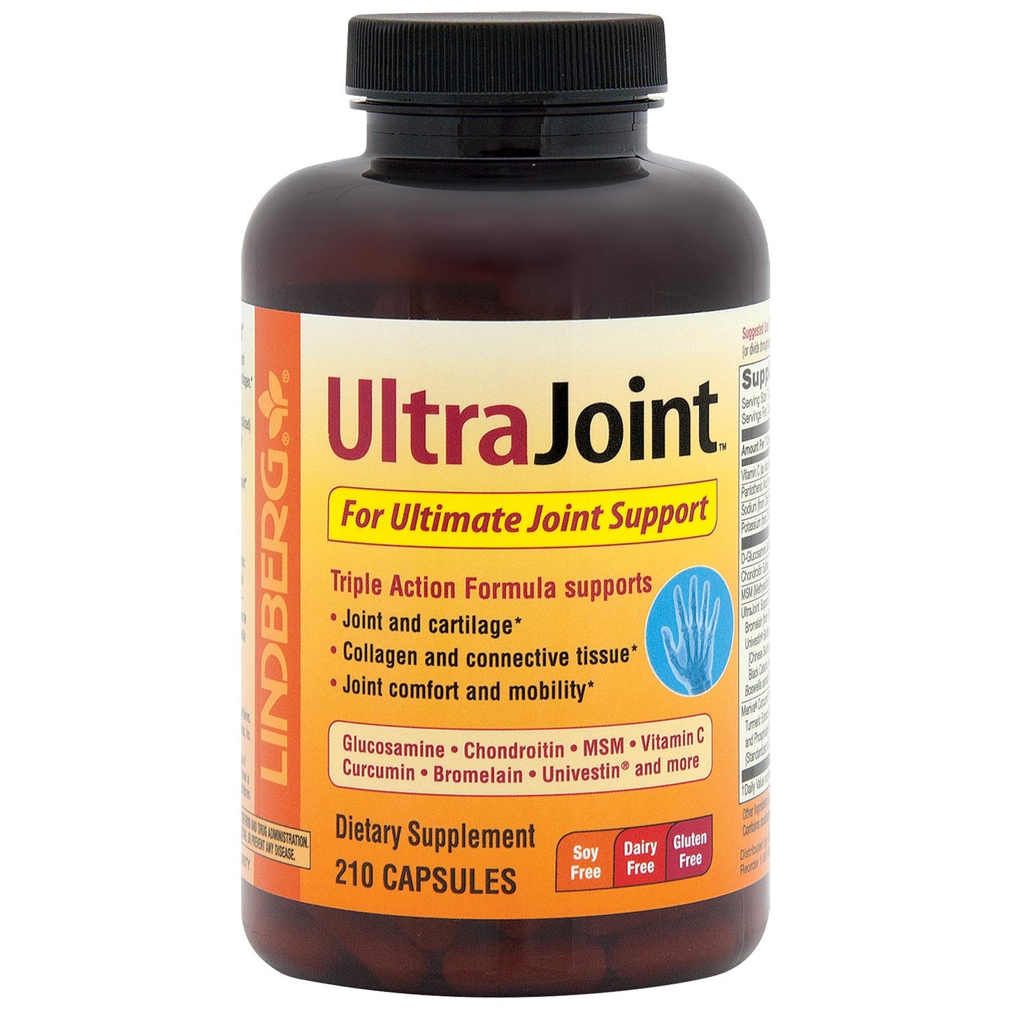 Lindberg Joint Support Supplement for Men and Women | 210 Capsules | with Turmeric, MSM, Glucosamine, Chondroitin, Boswellia Extract | Triple Action Complex Blend | Non-GMO, Gluten Free