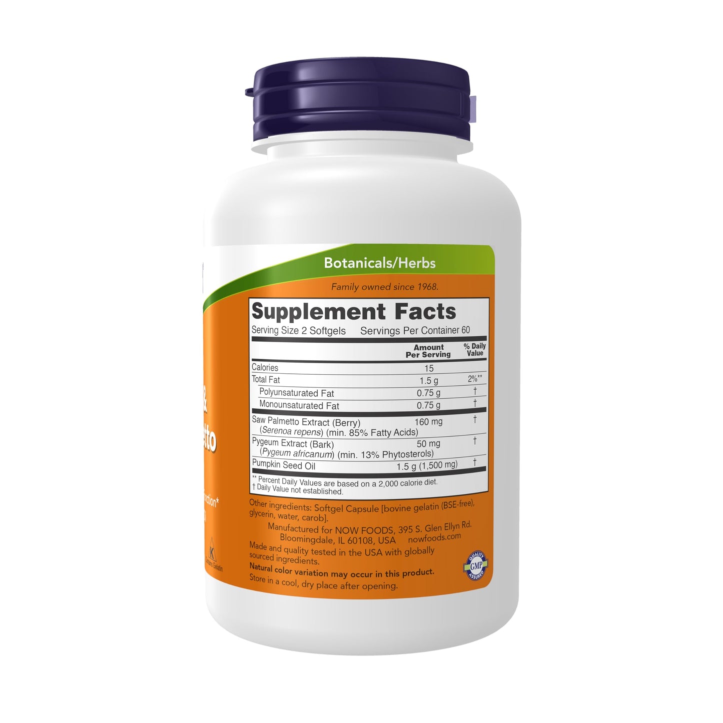 NOW Foods Supplements, Pygeum & Saw Palmetto with Pumpkin Seed Oil, Men's Health*, 120 Count(Pack of 1)