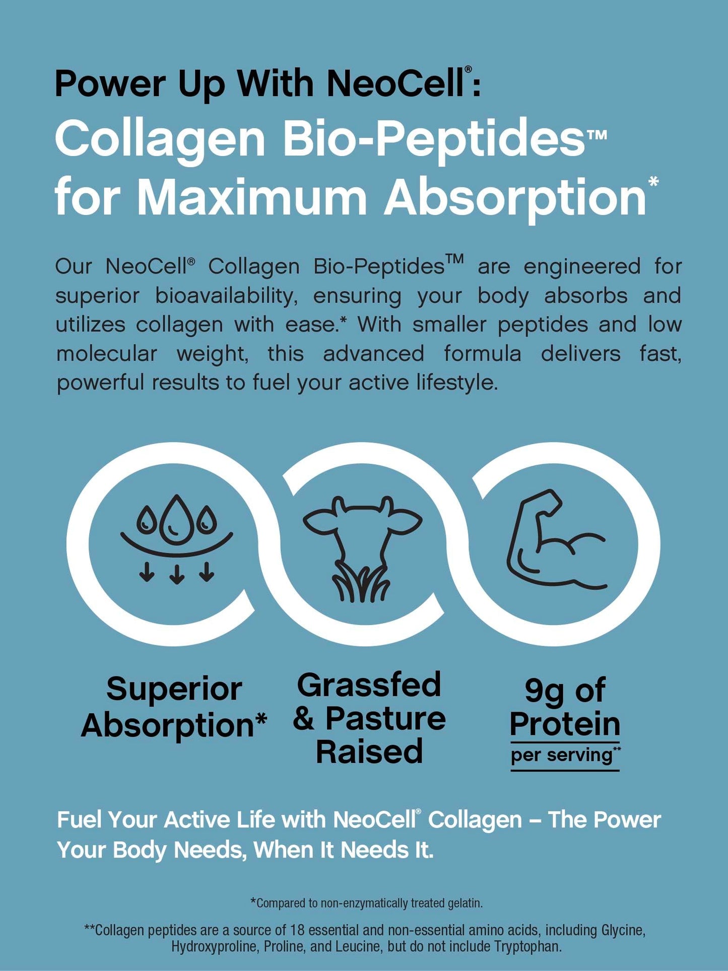 NeoCell Collagen Bio-Peptides Powder | 22oz | Super Hair, Skin, and Nails | Superior Absorption | Grassfed Protein Supplement | Advanced with 18 Essential Amino Acids |