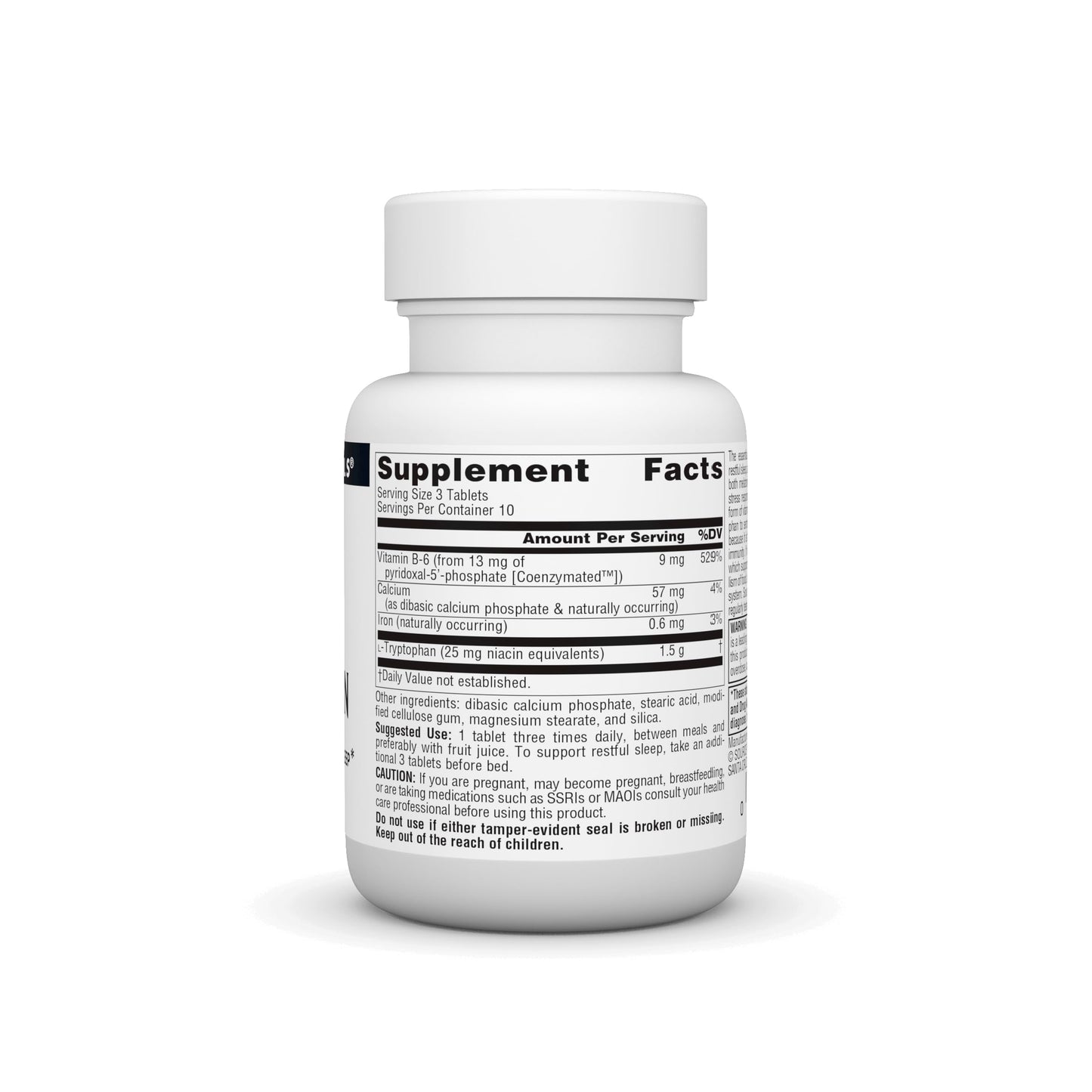 Pre-Order | Arrives in 5–10 Days – Source Naturals L-Tryptophan with Coenzyme B-6 500 mg - 30 Tablets