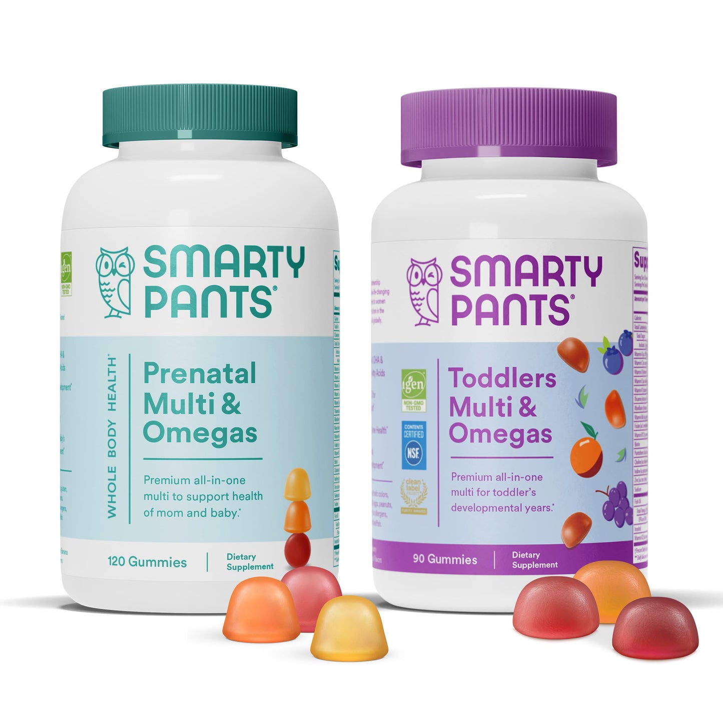 SmartyPants Prenatal and Toddler Multivitamin Gummies Bundle: Omega 3 Fish Oil (EPA/DHA), Biotin, Methylfolate, Vitamin D3, C, Vitamin B12, B6, A, K & Zinc for Immune Support (30 Day Supply)