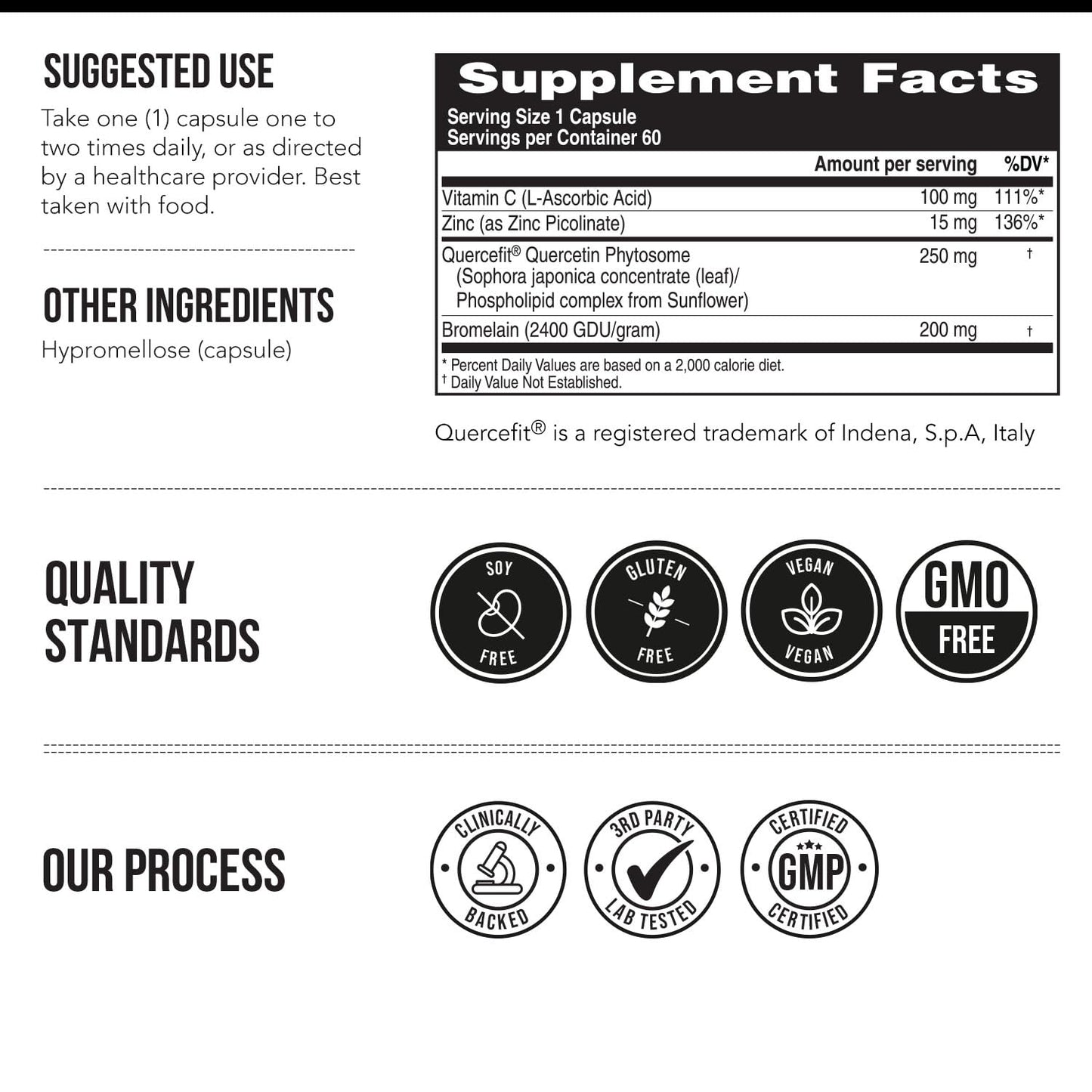 Quercetin Complete® Quercetin Phytosome with 50X Higher Absorption, Clinically Proven & Patented Quercefit – Most Effective Form of Quercetin – Enhanced with Bromelain, Zinc & Vitamin C (60 Capsules)