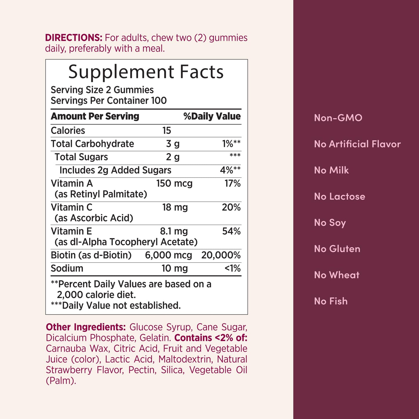 Nature's Bounty Optimal Solutions Advanced Hair, Skin, Nails, 2X Biotin, 200 Strawberry Gummies