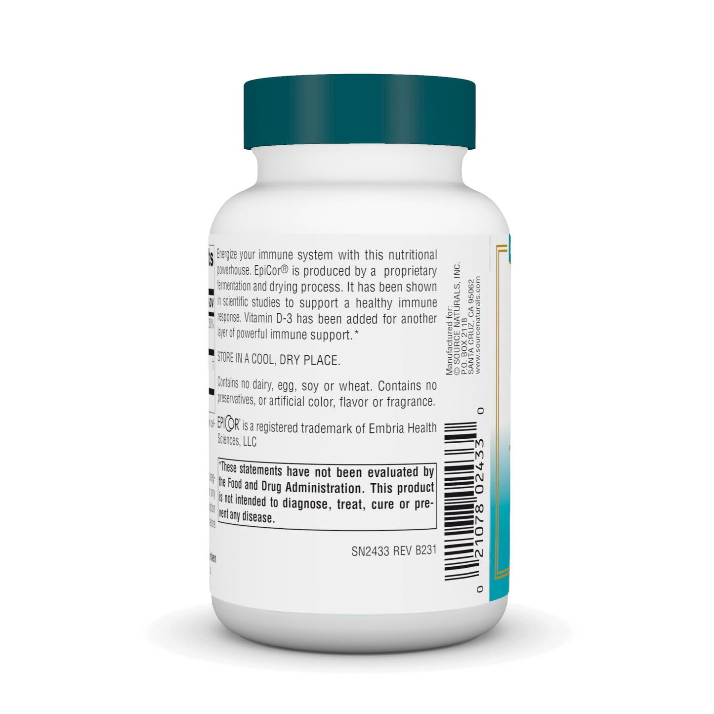 Pre-Order | Arrives in 5–10 Days – Source Naturals Wellness EpiCor with Vitamin D-3 for Heightened Immune Defense* - 60 Capsules