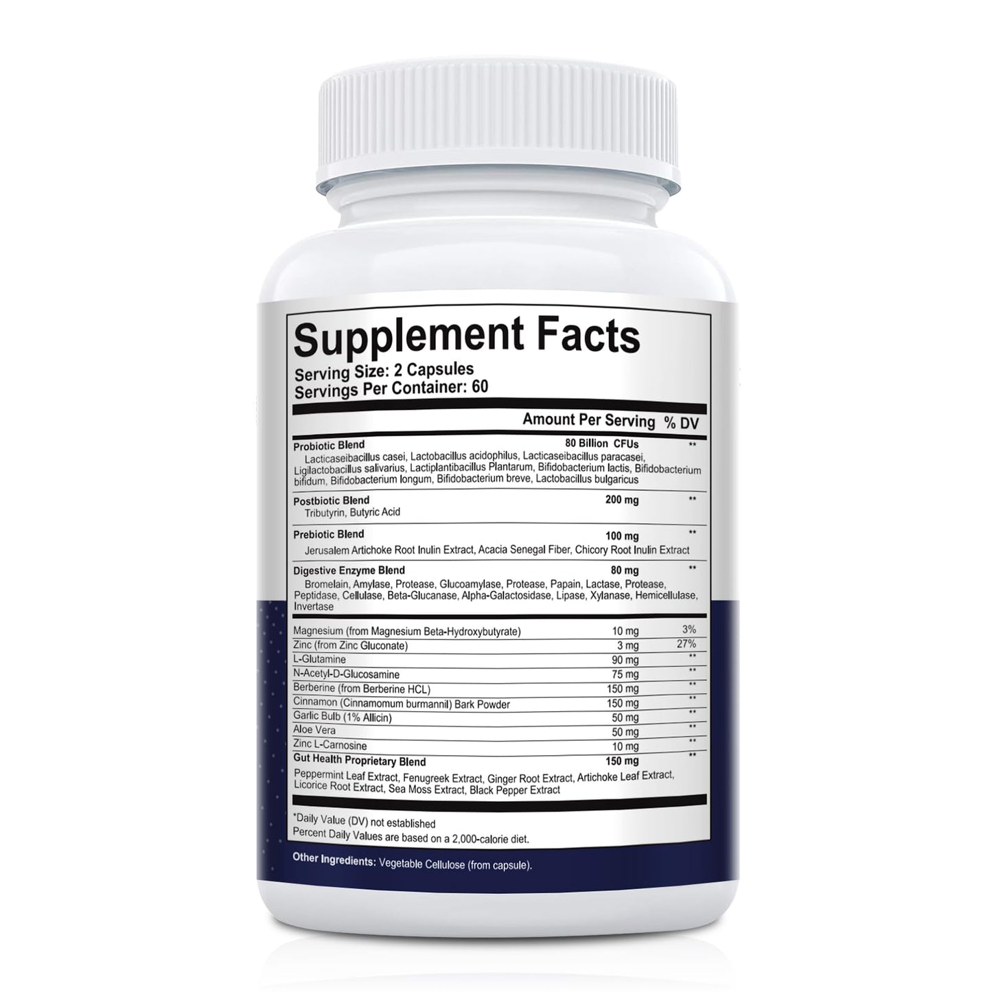 Migcopat Probiotic Prebiotic, Postbiotic & Digestive Enzymes for Digestive Health, 80 Billion CFU Probiotics Complete Gut Support with Berberine, Cinnamon, L-Glutamine, for Men & Women, 120 Capsules