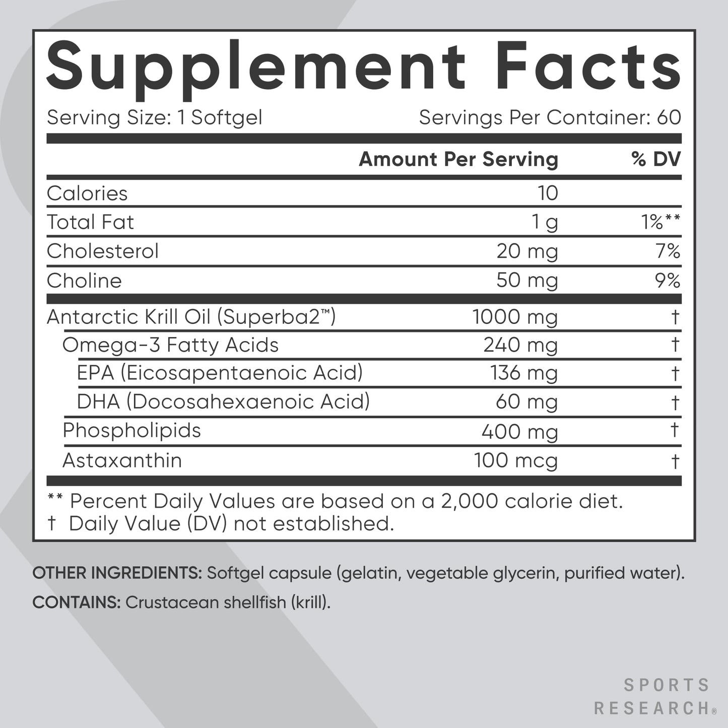 Sports Research Antarctic Krill Oil Omega 3 1000mg (Double Strength) with Phospholipids, Choline & Astaxanthin, Triple Strength Omega 3 Fish Oil Single-Source Wild Alaska Pollock 1250mg, Vitamin D3 K2