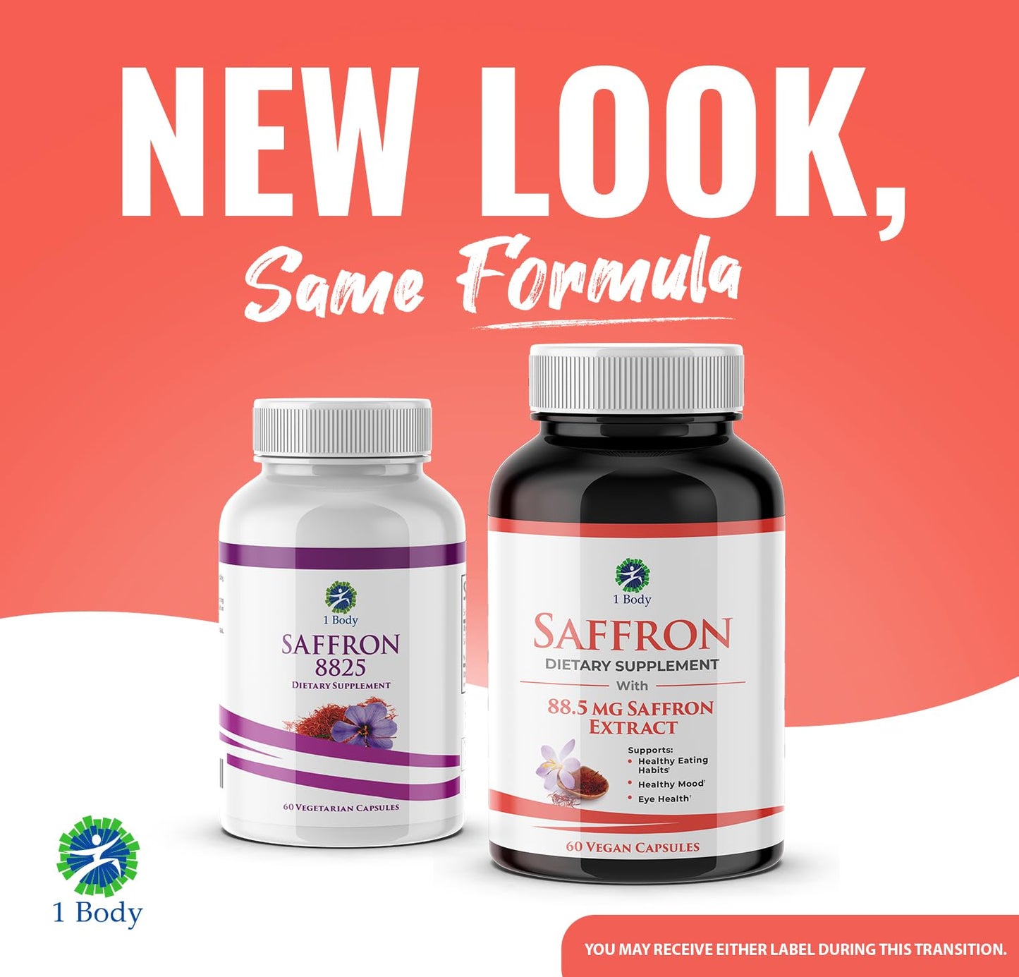 1 Body Saffron Extract Supplement, 88.5 mg Safranal, Antioxidant and Mood Support, Vegetarian Capsules
