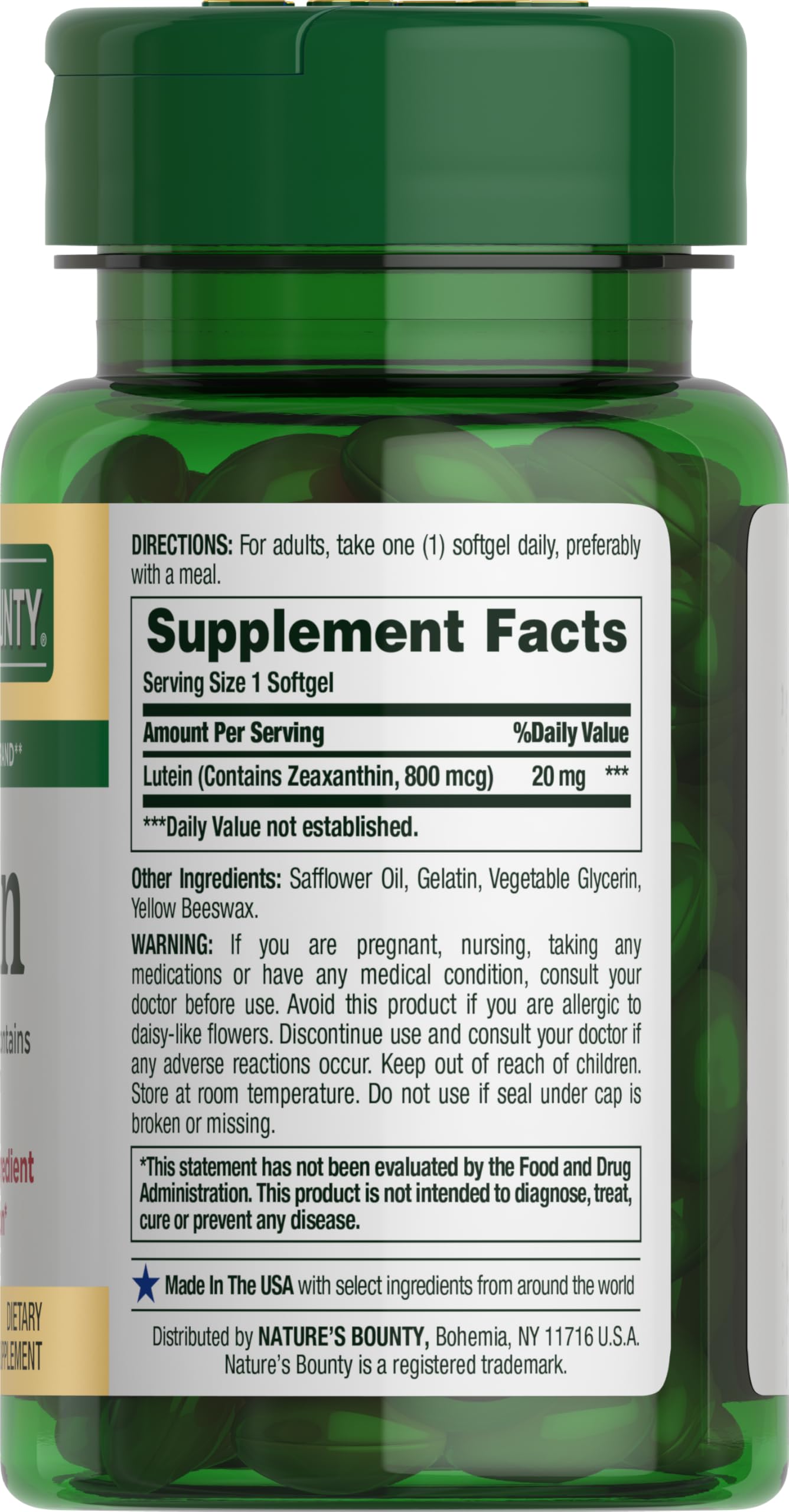Nature's Bounty Lutein Pills, Eye Health Supplements and Vitamins, Support Vision Health, 20 mg, 40 Softgels