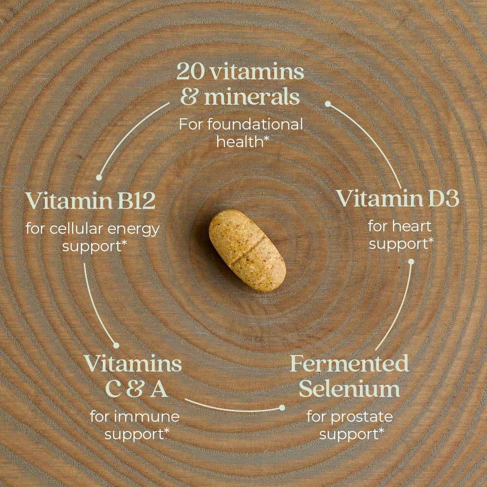New Chapter Men's Multivitamin 40 Plus for Energy, Heart, Prostate + Immune Support with Fermented Nutrients - Every Man's One Daily 40+, Made with Organic Vegetables & Herbs, Non-GMO - 72 ct