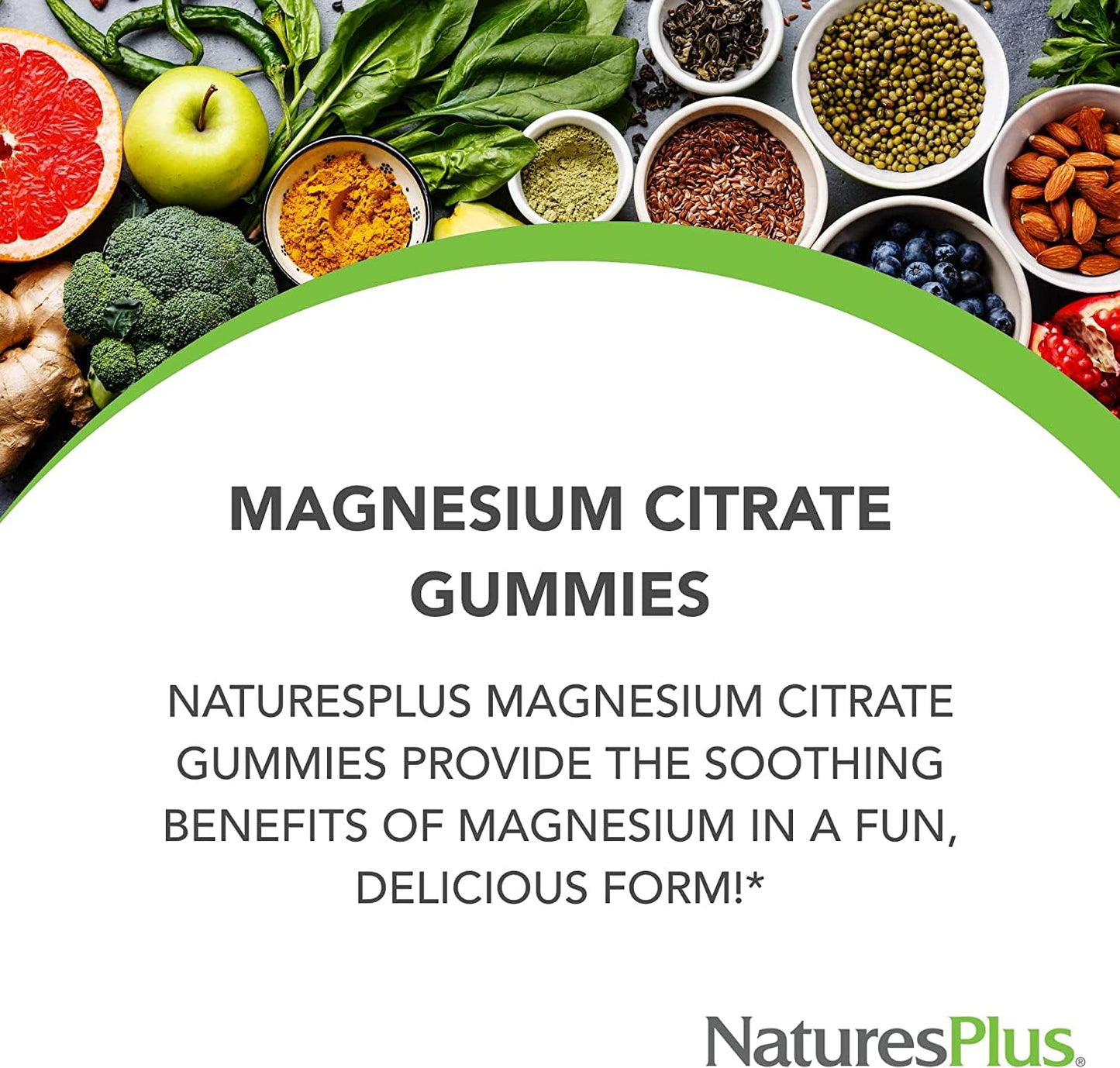 NaturesPlus Gummies Magnesium Citrate - 75 Gummies, Raspberry - Helps Calm The Mind & Body, Supports Bone Density - Vegetarian, Gluten Free, Non-GMO - 25 Servings