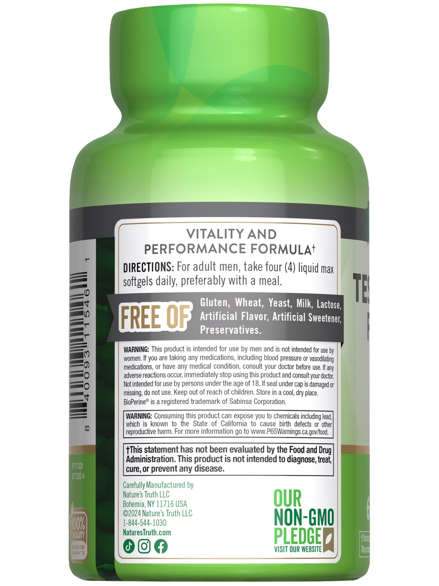 Nature's Truth Testosterone Supplement for Men | with Ashwagandha, Tongkat Ali, and Tribulus Terrestris | 60 Softgels | Non-GMO & Gluten Free Formula