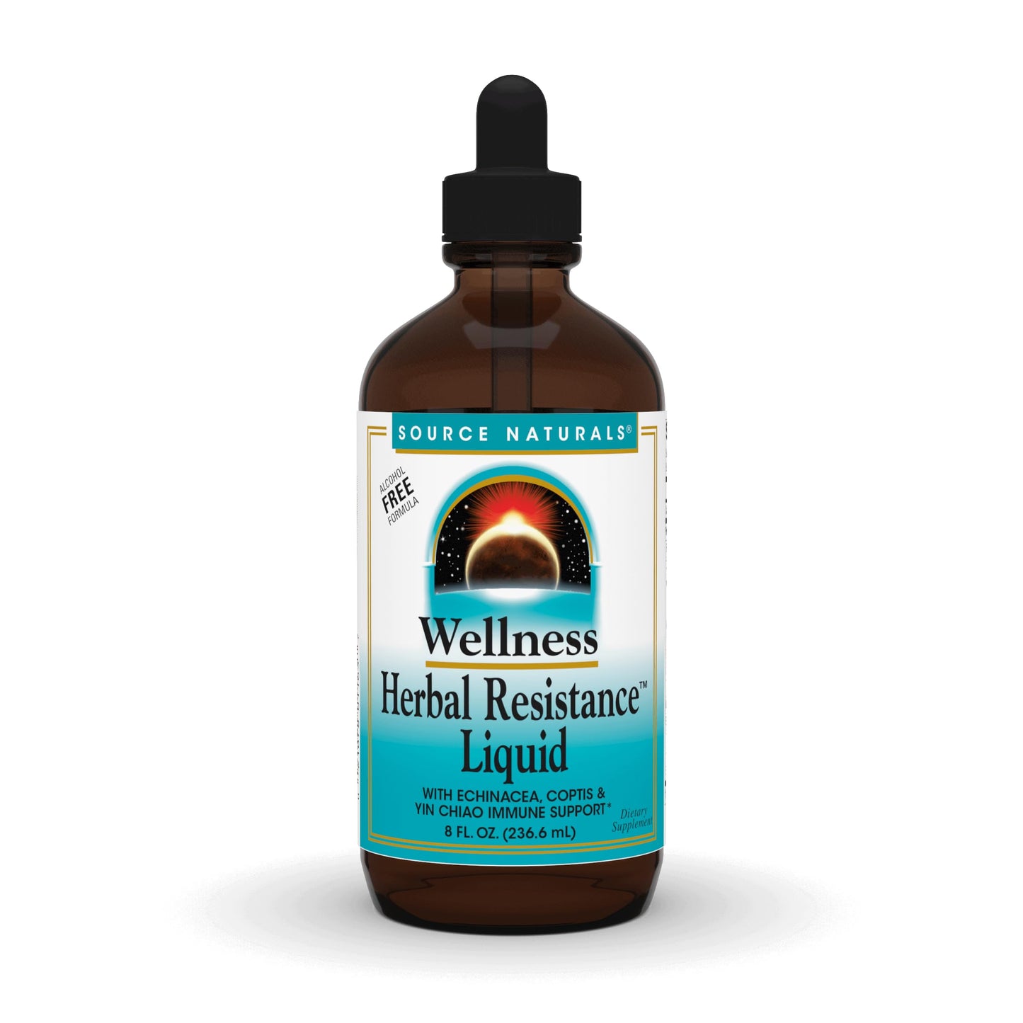 Pre-Order | Arrives in 5–10 Days – Source Naturals Wellness Herbal Resistance Liquid - Immune System Support with Echinacea, Coptis & Yin Chiao - 8 Fluid oz