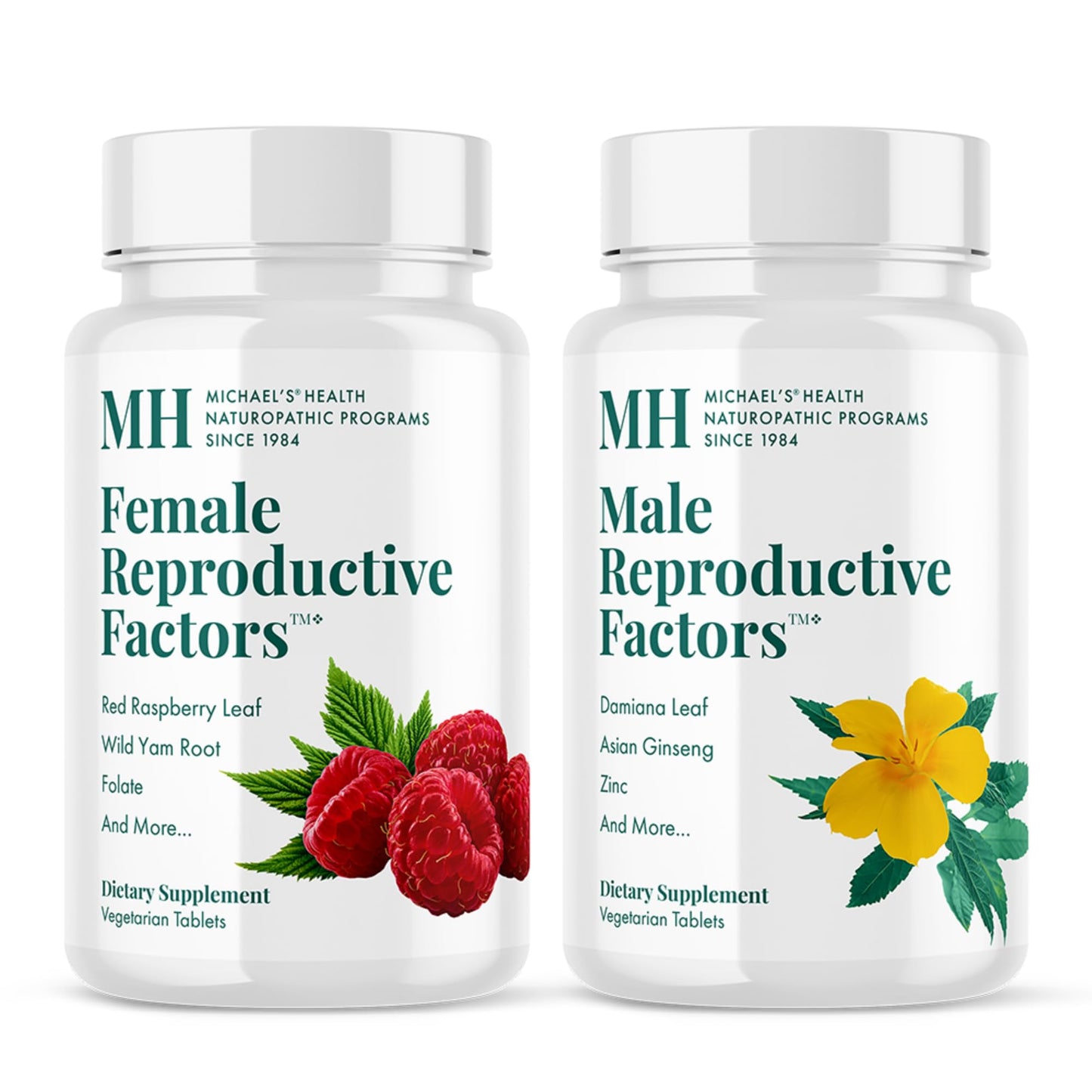 MICHAEL'S Health Naturopathic Programs Male & Female Reproductive Factors Couples' Pack - 60 Vegetarian Tablets Per Bottle - Nutrients for Conception Support - 20 Servings Per Bottle