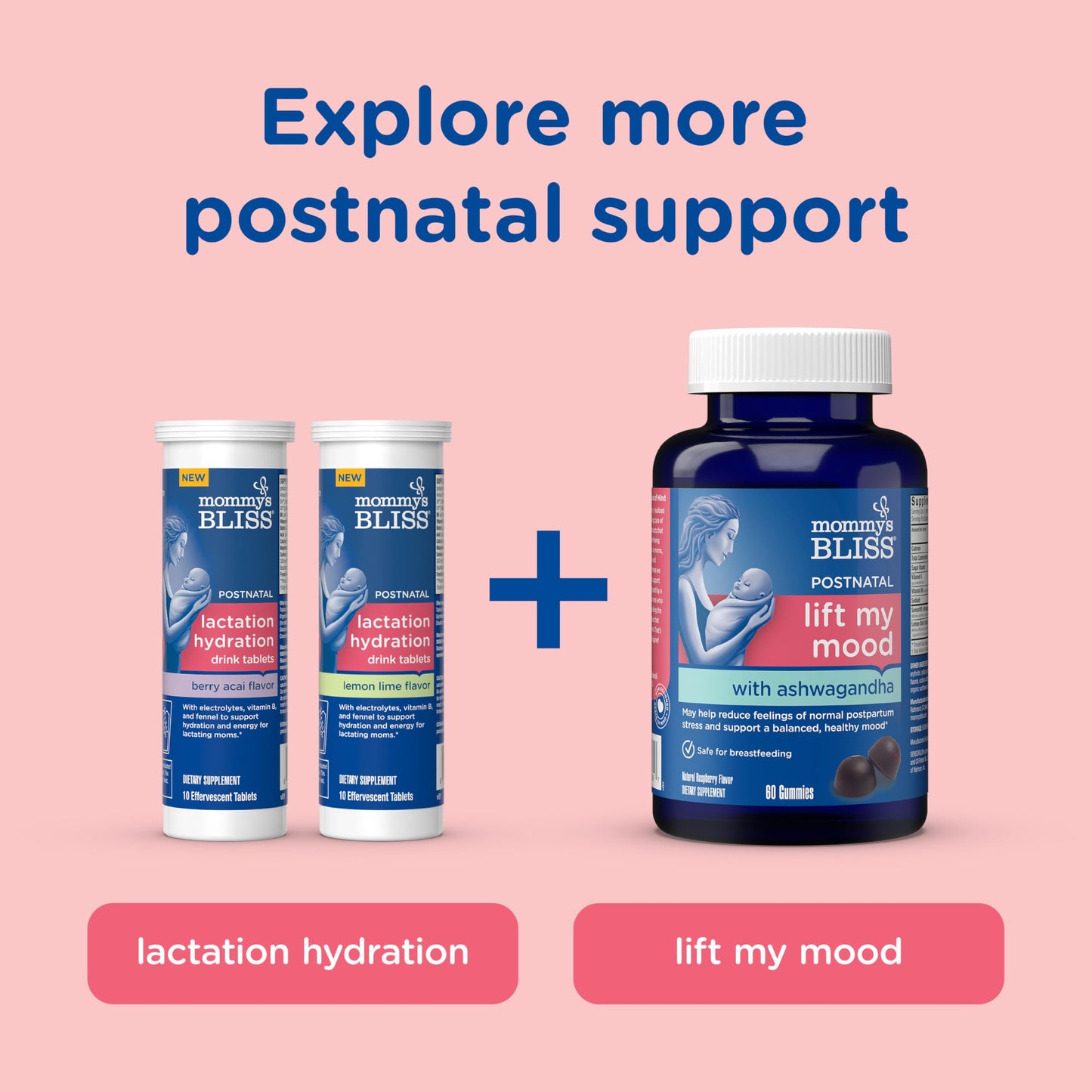 Mommy's Bliss Postnatal Support Reset My Body Gummies with Biotin & Collagen, Supports Postpartum Energy, Healing & Joint Health + Hair, Skin & Nails Health, Gluten Free, 60 Gummies (30 Servings)