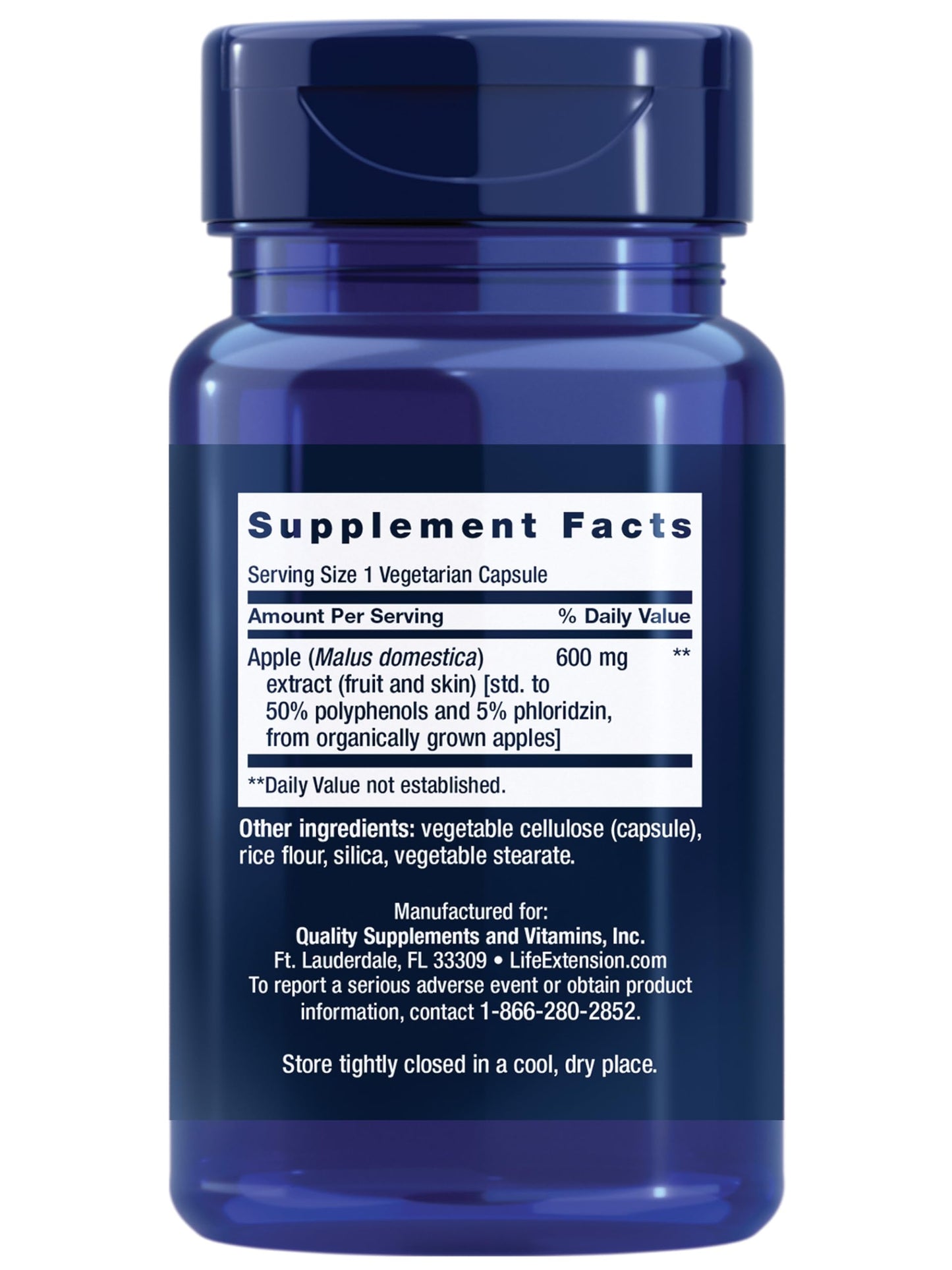 Life Extension AppleWise, Apple polyphenol Extract for Heart, Cellular and Colon Health, Gluten Free, Non-GMO, Vegetarian, 30 Capsules