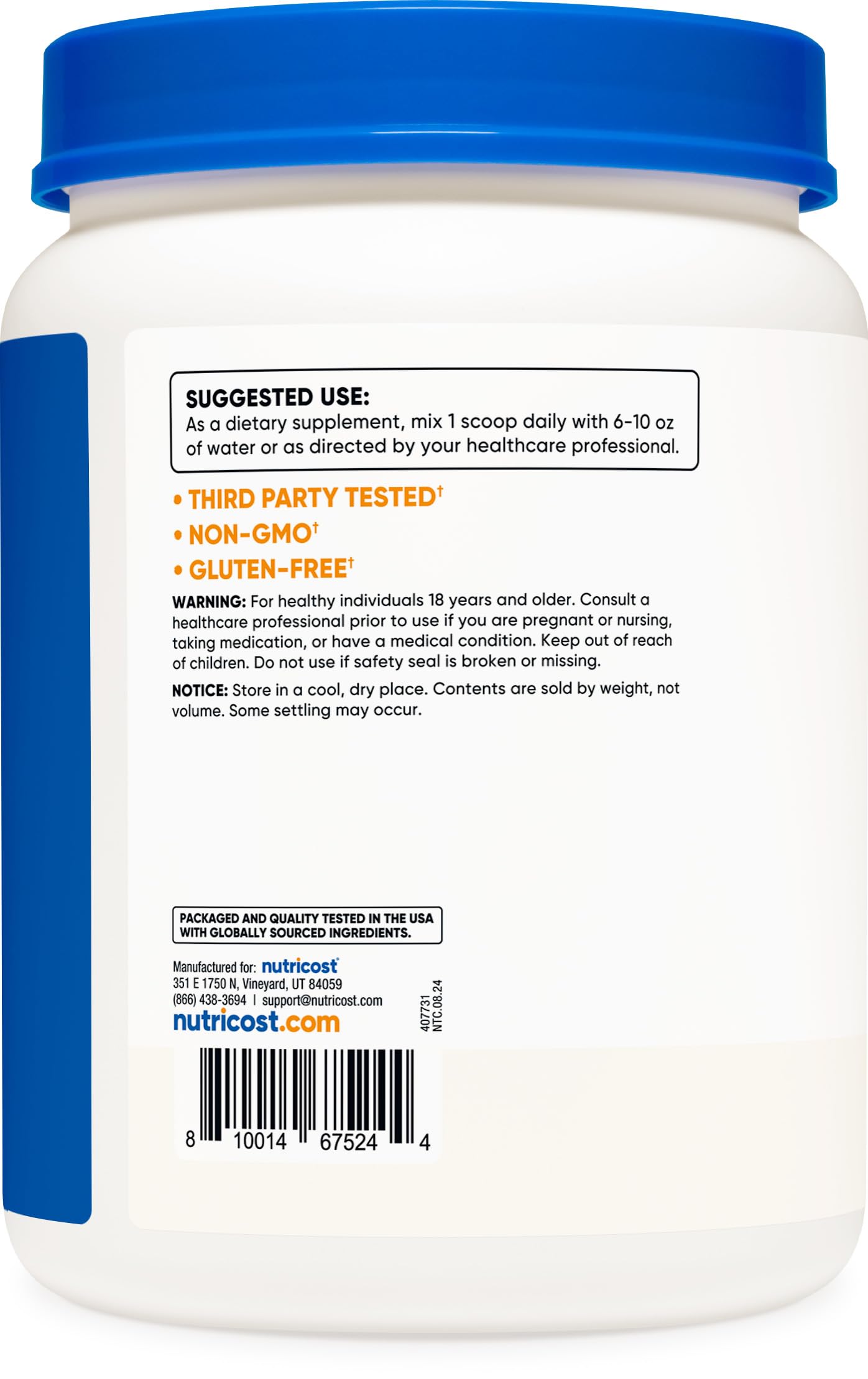 Nutricost L-Glutamine Powder 1 KG - Unflavored, Non-GMO, Gluten Free