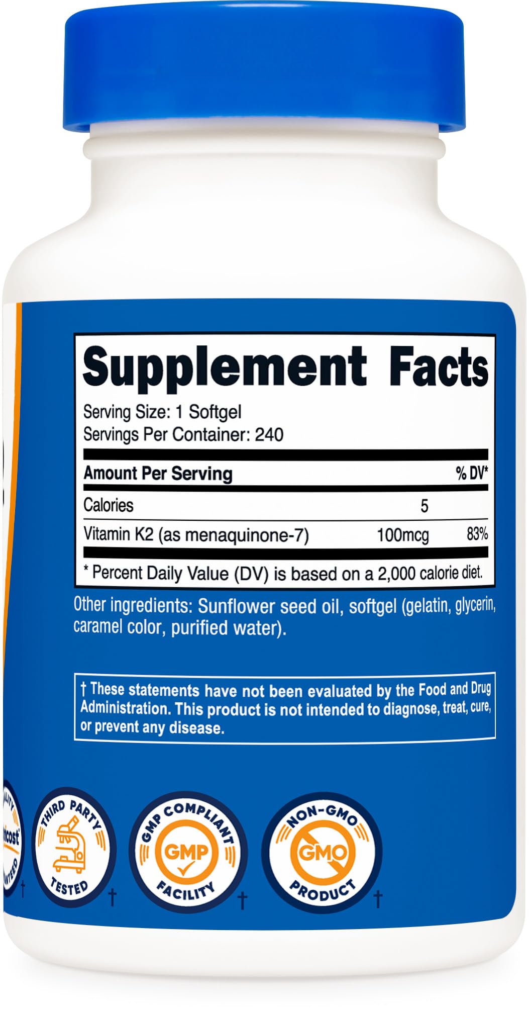 Pre-Order | Arrives in 5–10 Days –
Nutricost Vitamin K2 MK-7 100 mcg, 240 Softgels - Gluten Free and Non-GMO MK7
