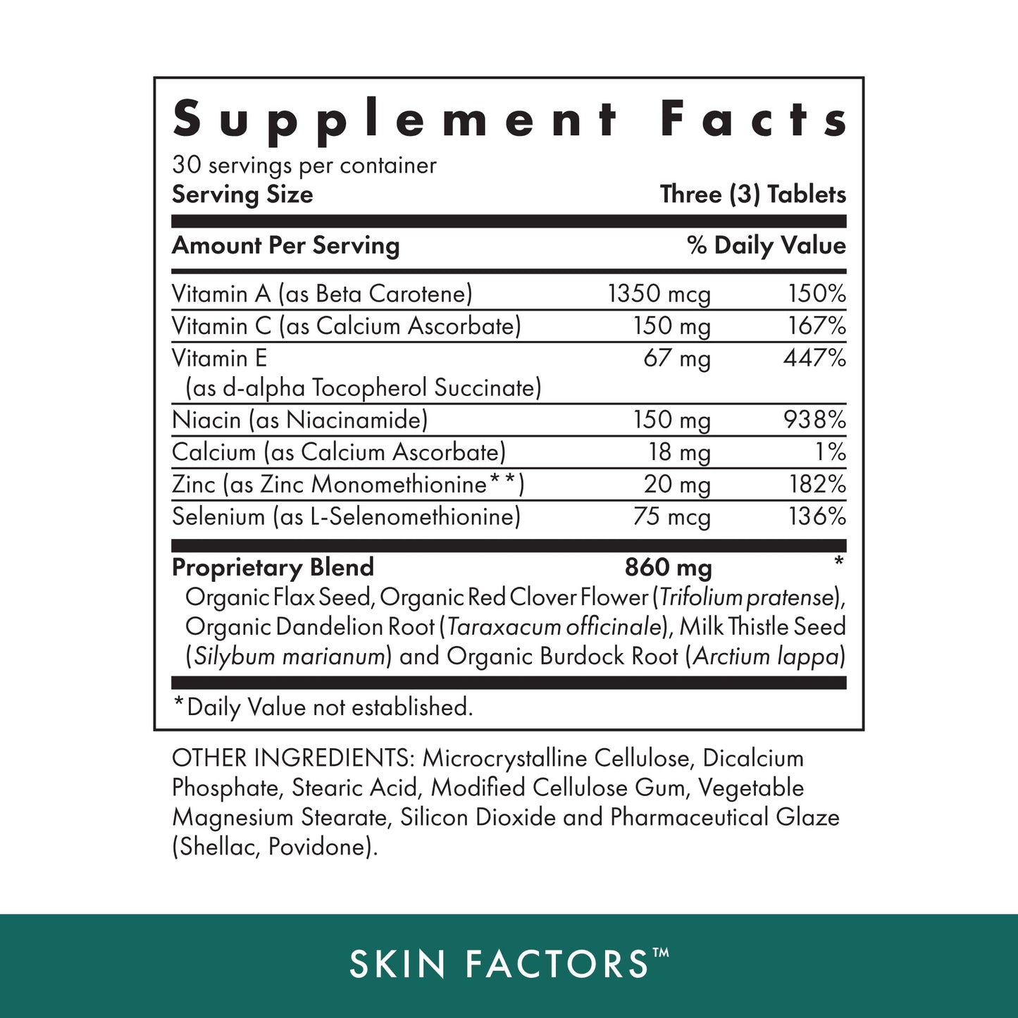 Michael's Health Naturopathic Programs Skin Factors - 90 Vegetarian Tablets - Daily Formula for Youthful-Looking Skin - Ideal for Mild & Non-Cystic Acne - Kosher - 30 Servings
