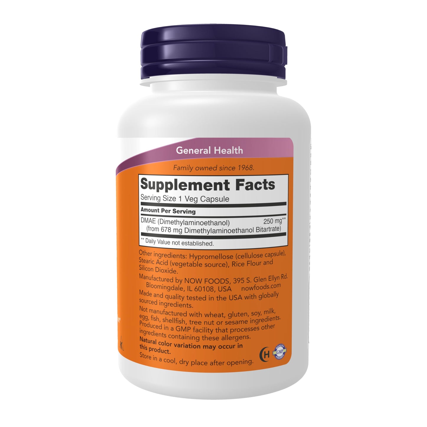 NOW Foods Supplements, DMAE (Dimethylaminoethanol) 250 mg, Healthy Brain Function*, 100 Veg Capsules