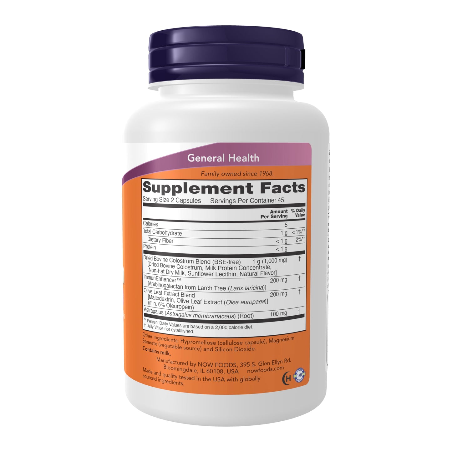 NOW Foods Supplements, Super Colostrum 500 mg, Naturally occurring Immunoglobulins with ImmunEnhancer™, Olive Leaf Extract and Astragalus Root, 90 Veg Capsules
