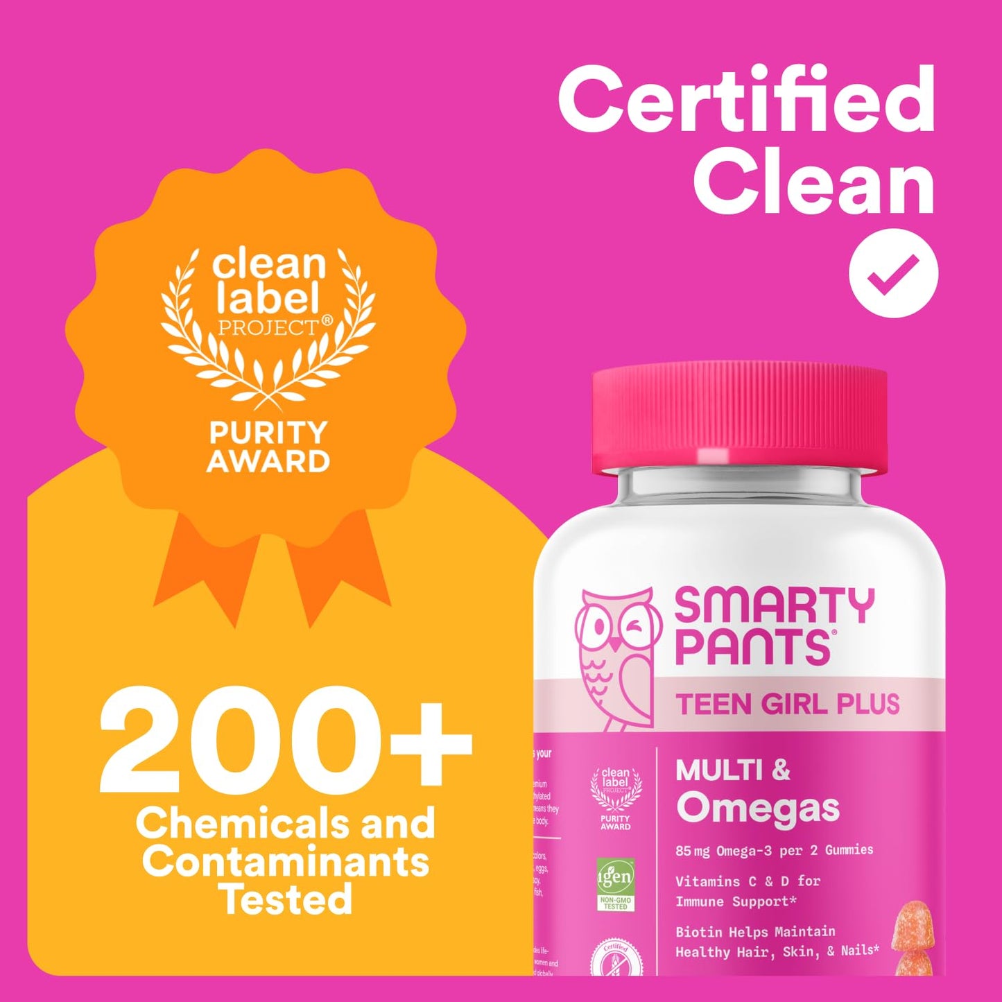 Pre-Order | Arrives in 5–10 Days – SmartyPants Teen Girl Multivitamin Gummies - Improved Formula: Omega 3 (DHA/EPA), Vitamin C, D3, B12, Vitamin A, K & Zinc, Biotin to Support Hair, Skin & Nails, Gluten Free, 60 Count (30 Day Supply)