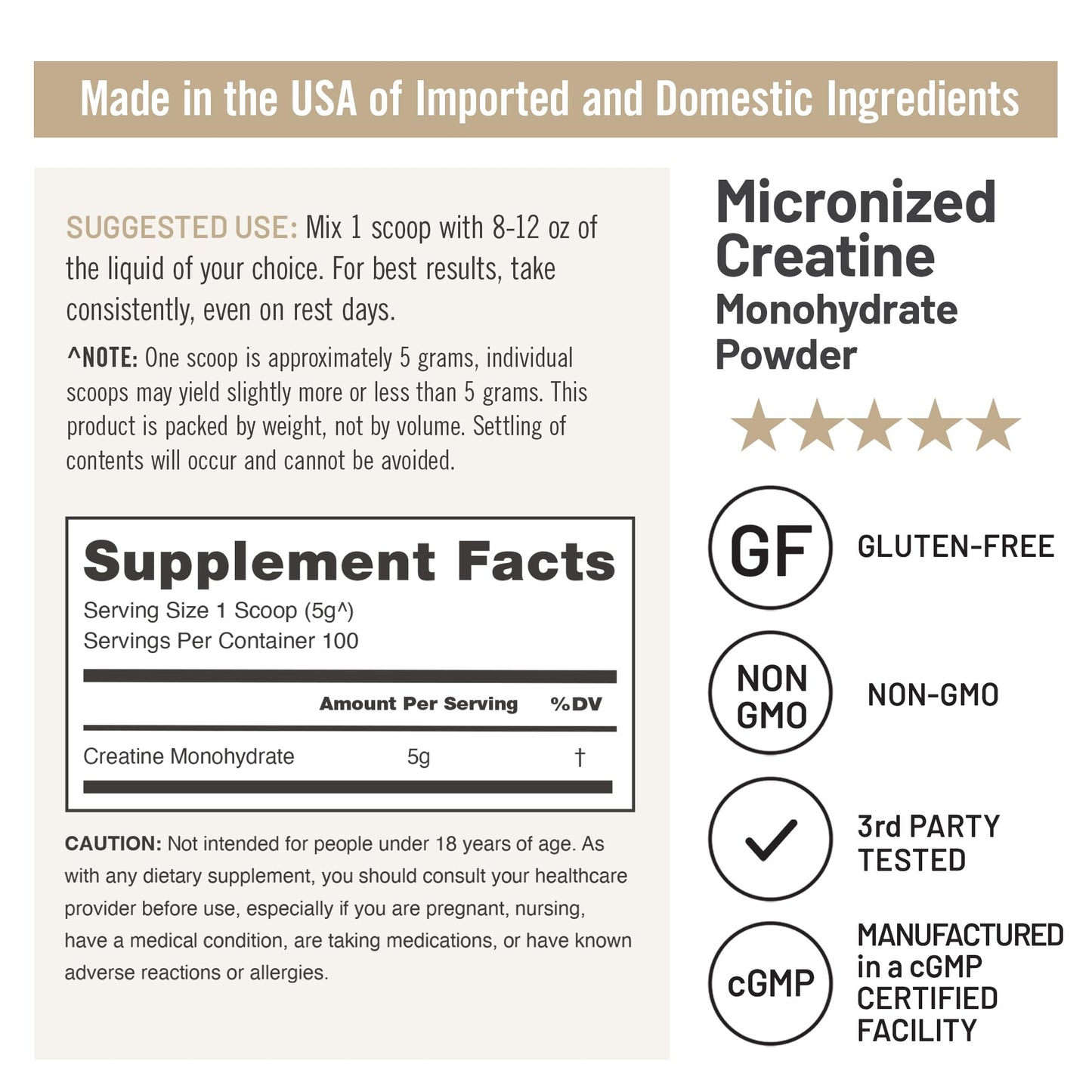 NatureWise Micronized Creatine Monohydrate Powder, 5000mg (5g) Per Serving - Creatine for Women & Men - Pure, Unflavored, Supports Lean Muscle Mass, Endurance - 100 Servings